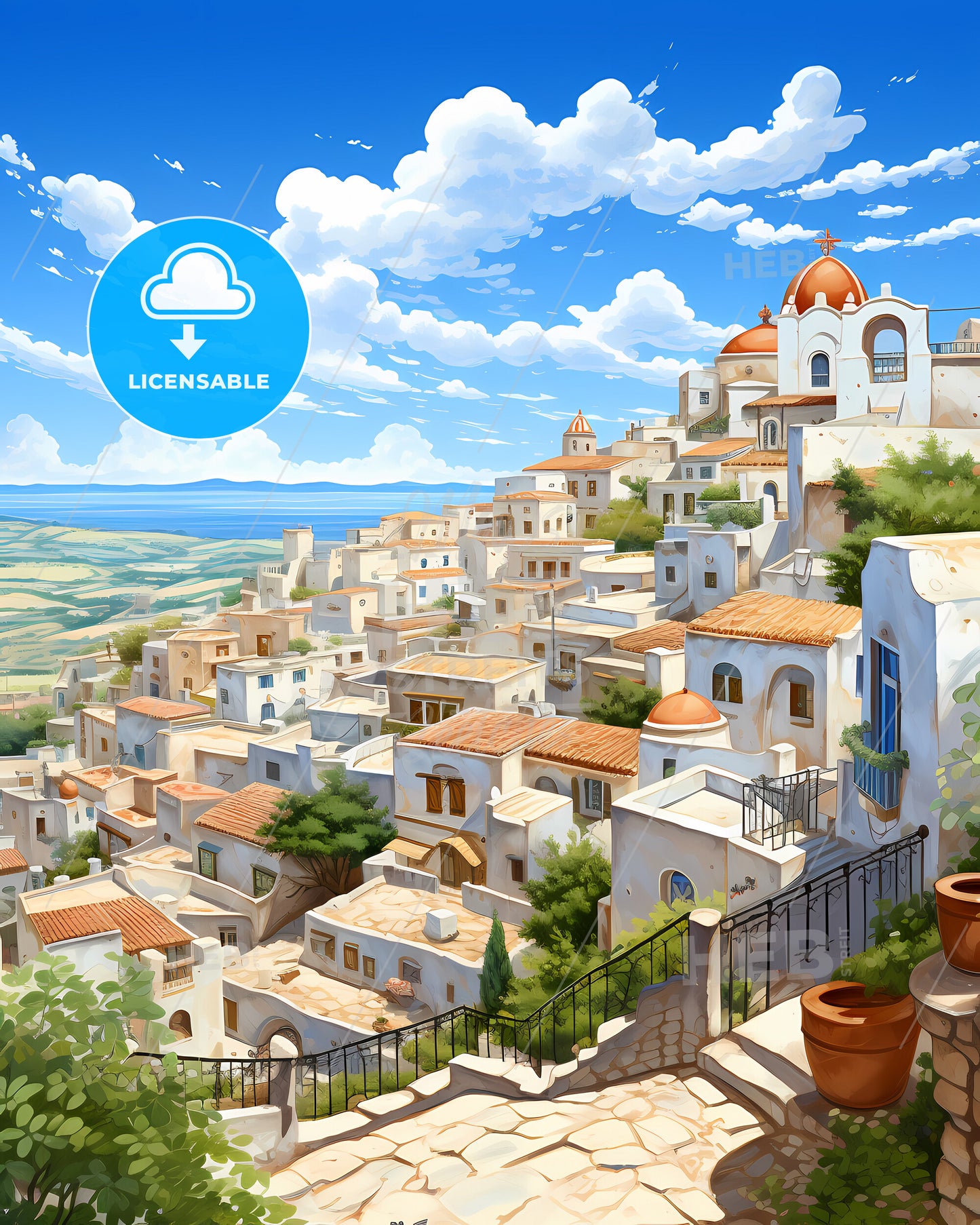 Brindisi, Italy, a white buildings on a hill