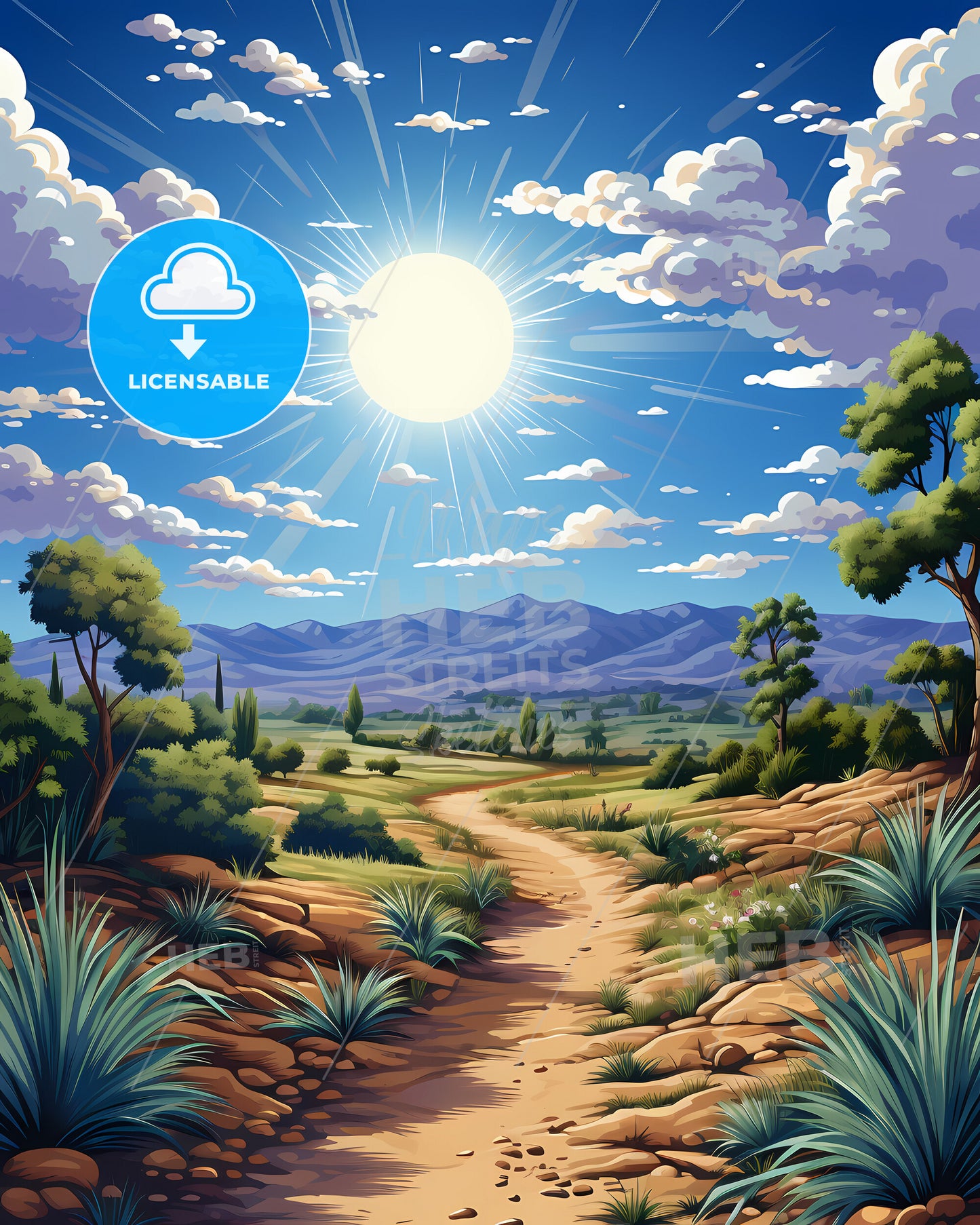 Murrieta, California, a landscape with a dirt path and trees and mountains