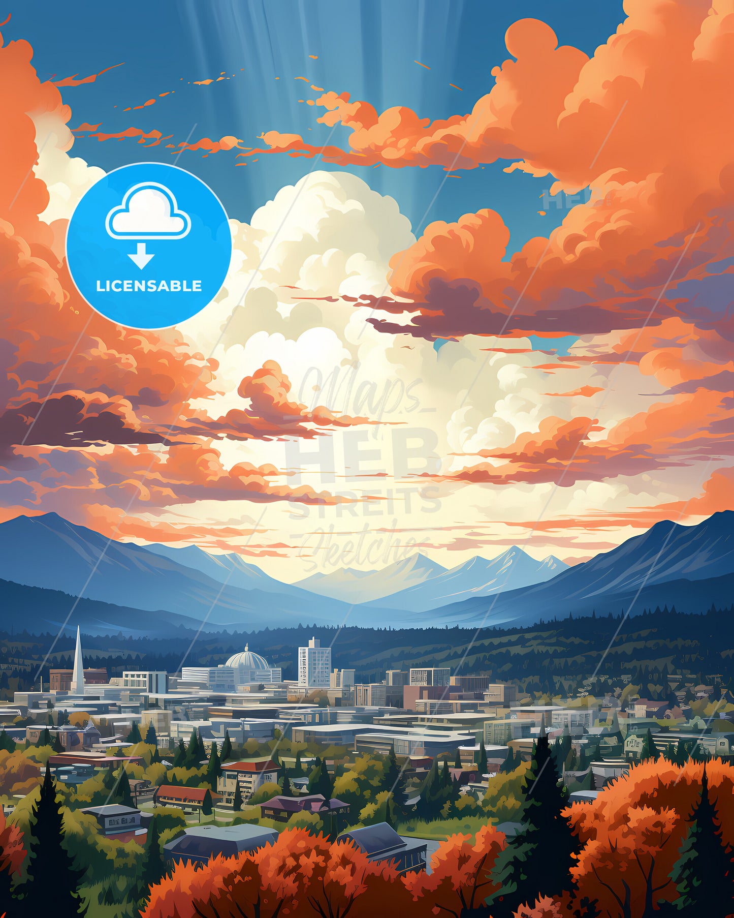 Medford, Oregon, a landscape of a city with mountains and trees