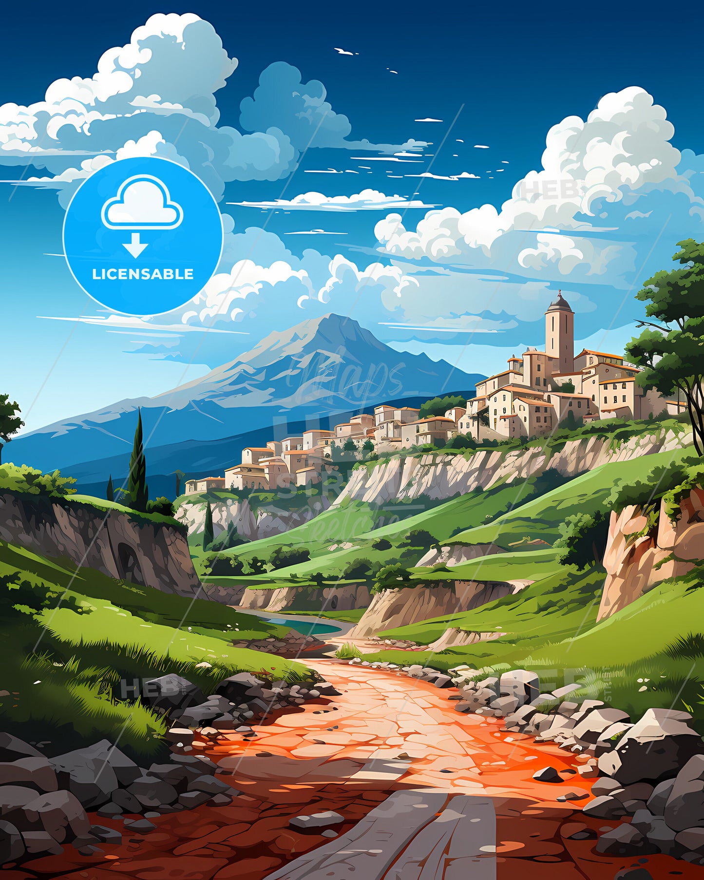 Montesilvano, Italy, a landscape with a river and a town on the side