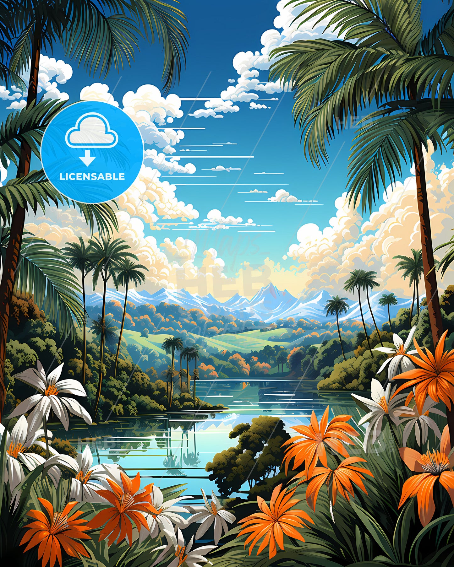 Port Orange, Florida, a river with trees and flowers