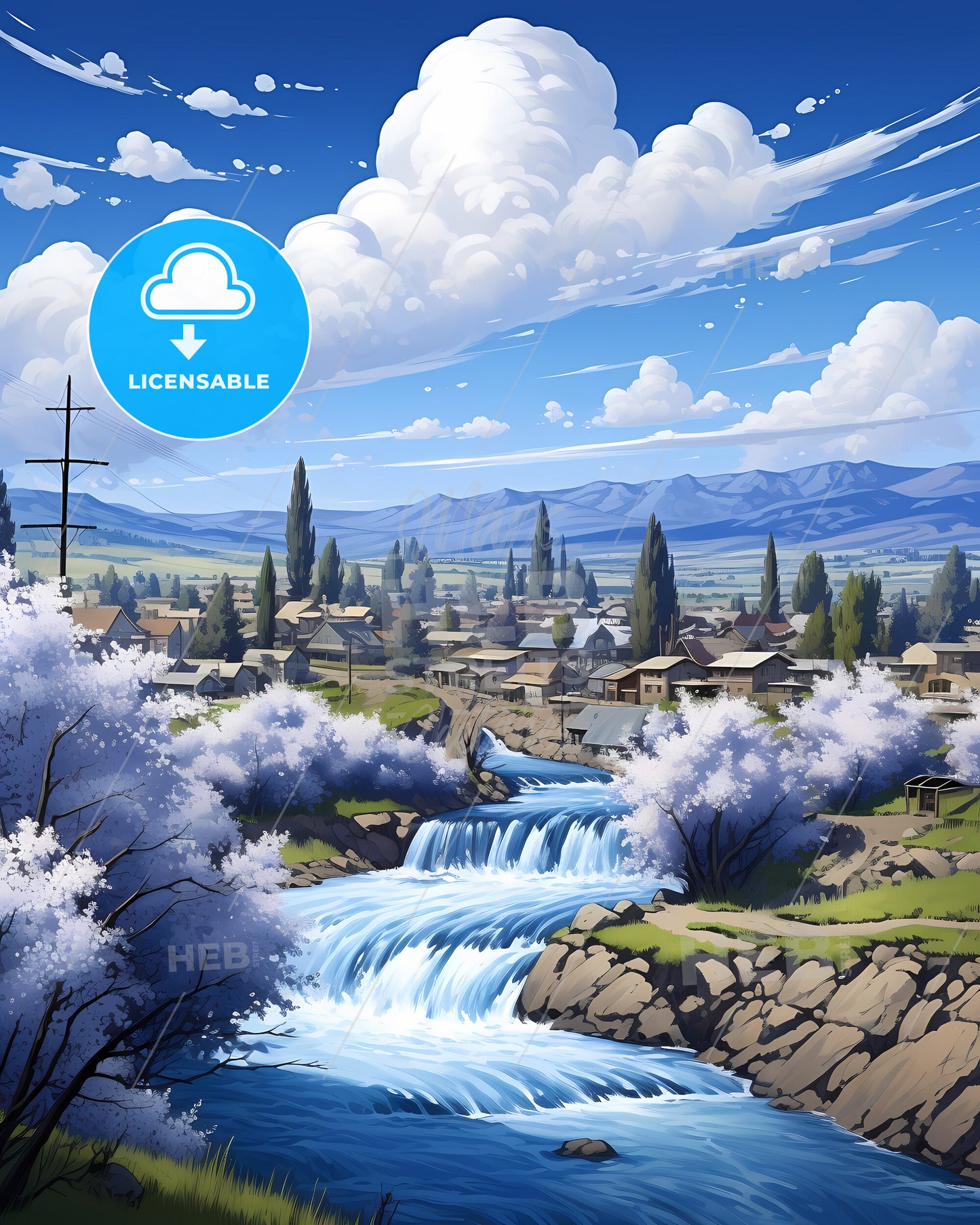 Idaho Falls, Idaho, a river running through a village