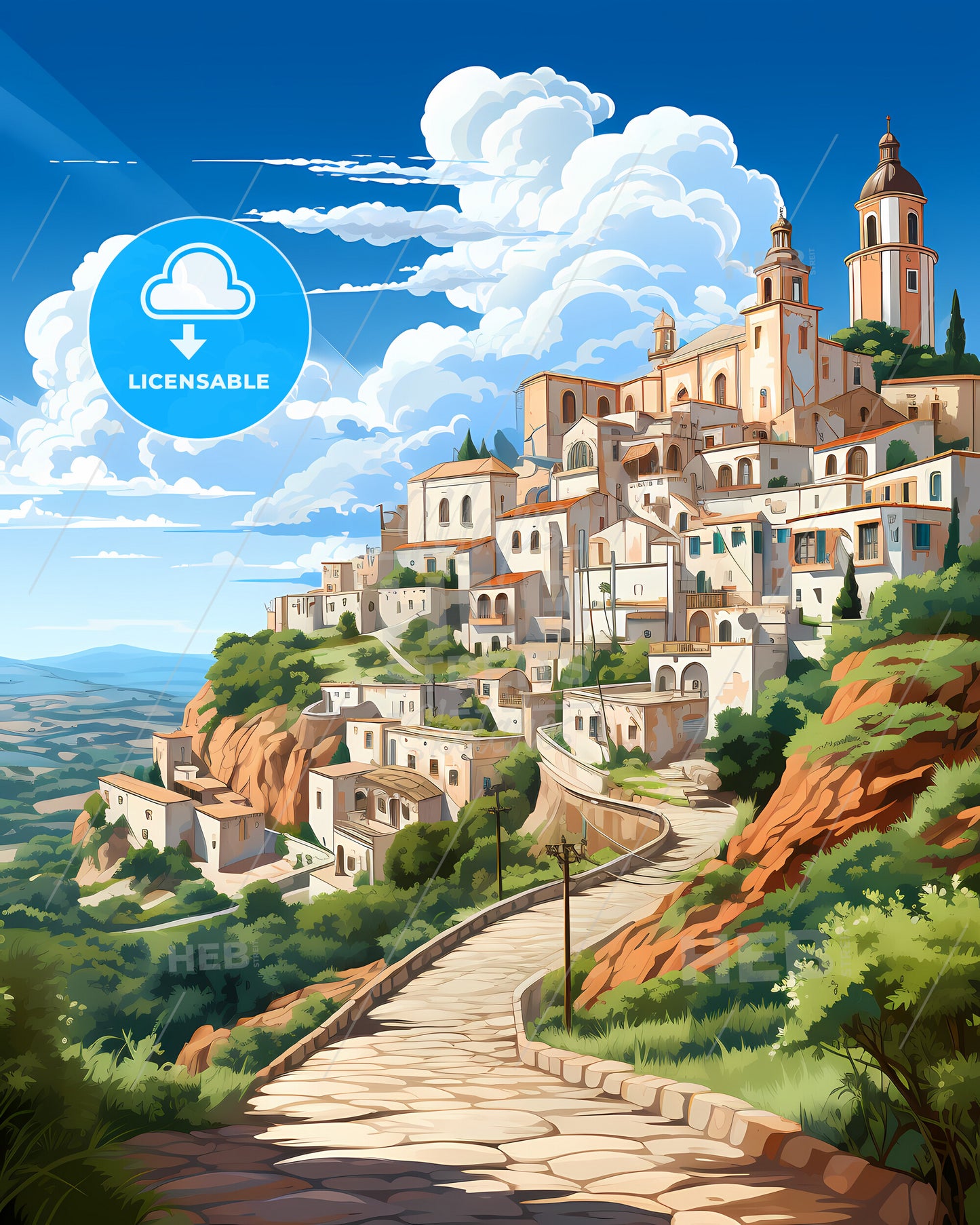 Cerignola, Italy, a stone path leading to a town