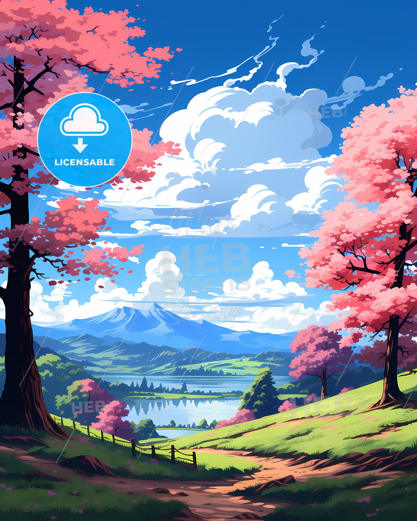 Kristiansand, Norway, a landscape with pink trees and a lake