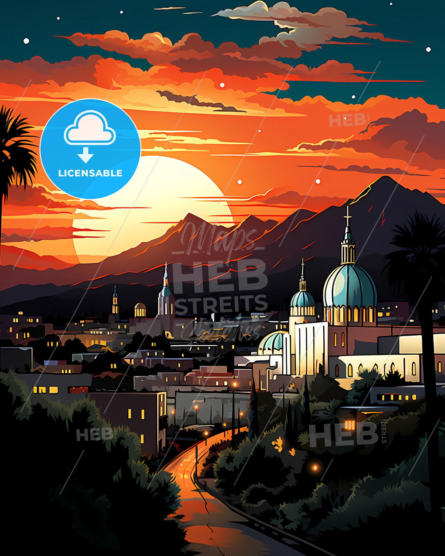 Las Cruces, New Mexico, a sunset over a city