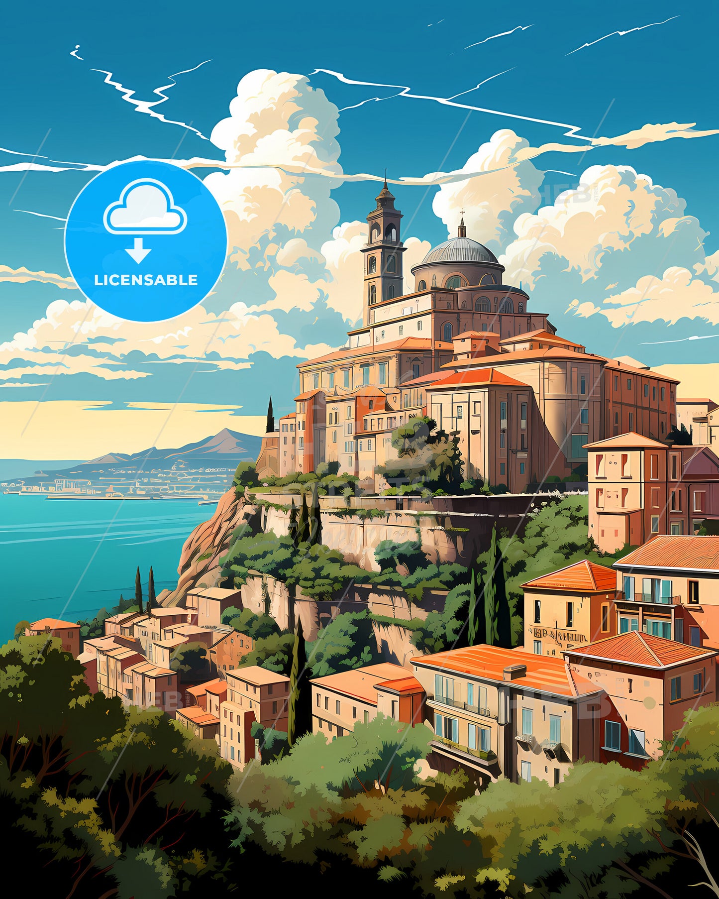 Catanzaro, Italy, a large building on a cliff above a body of water