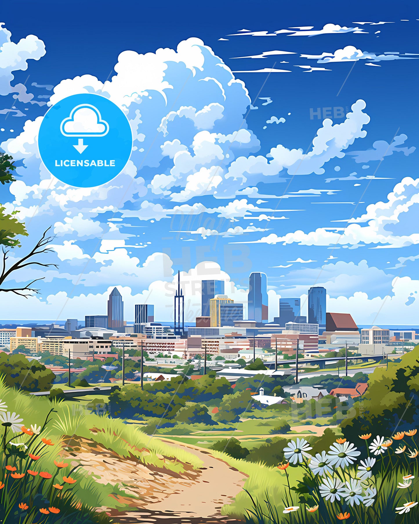 Victoria, Texas, a landscape of a city with a path and flowers