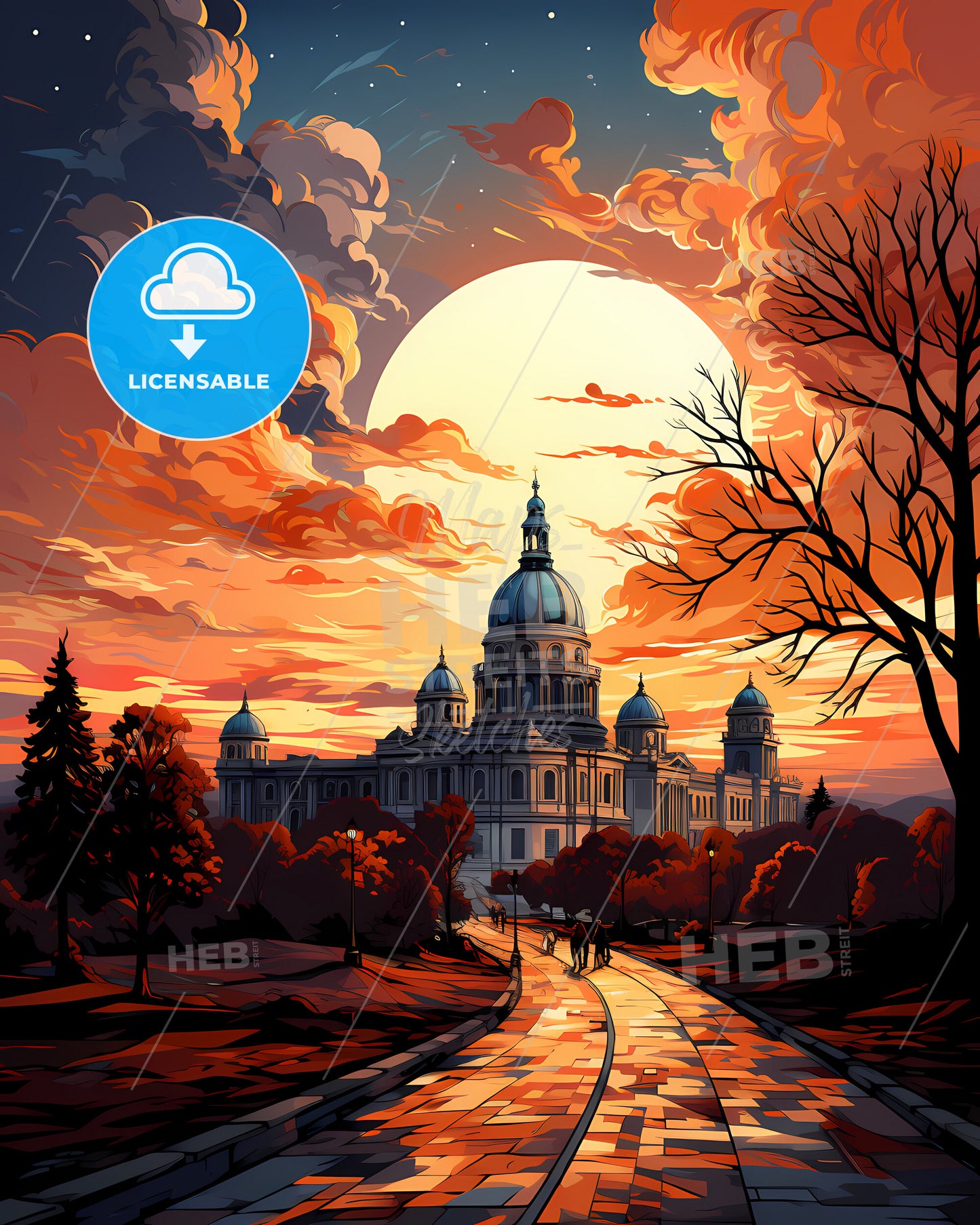 Des Moines, Iowa, a large building with a dome and trees