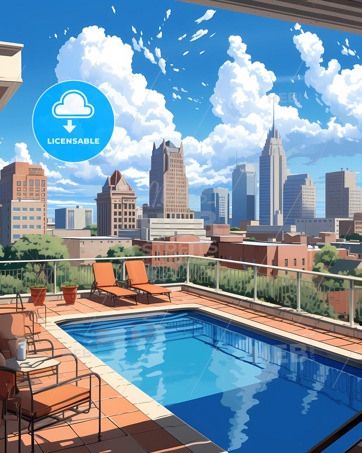 Beaumont, Texas, a pool on a rooftop overlooking a city