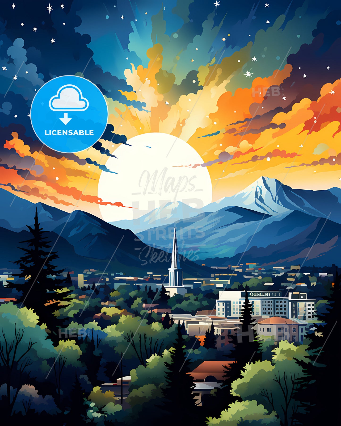 Chico, California, a landscape of a city with mountains and trees