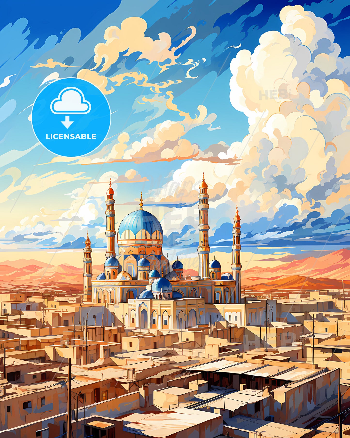 Baikonur, Kazakhstan, a large building with towers and a blue dome