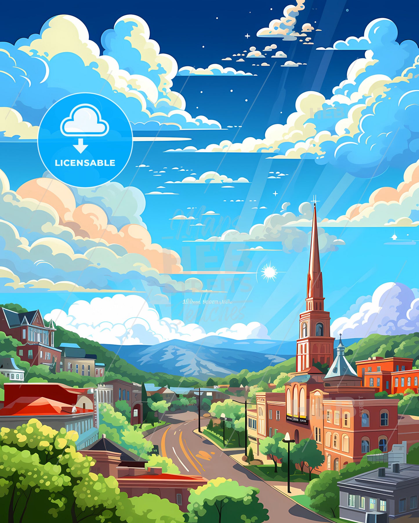 Georgetown, Texas, a city with a steeple and trees