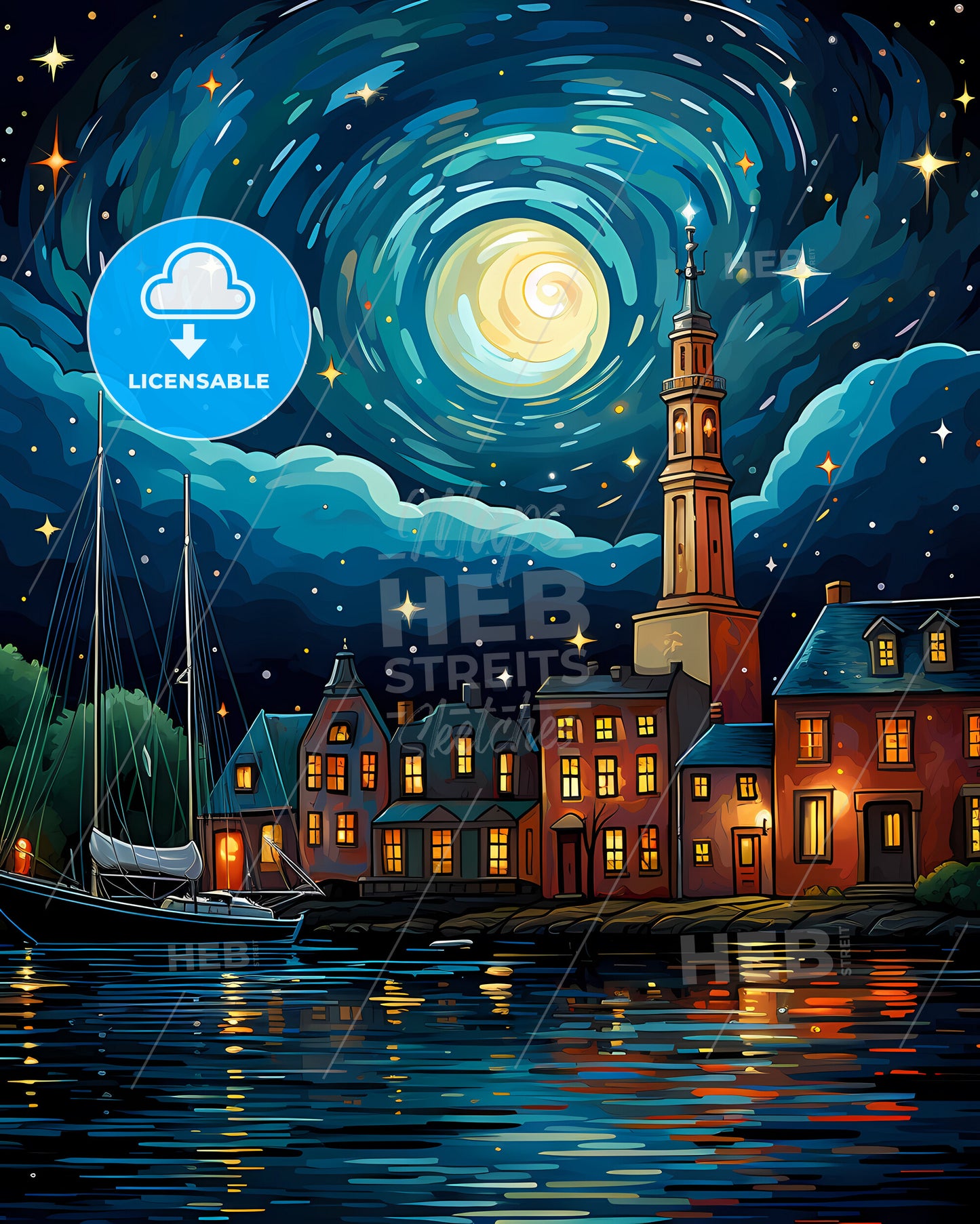 Leidschendam-Voorburg, Netherlands, a painting of a city at night
