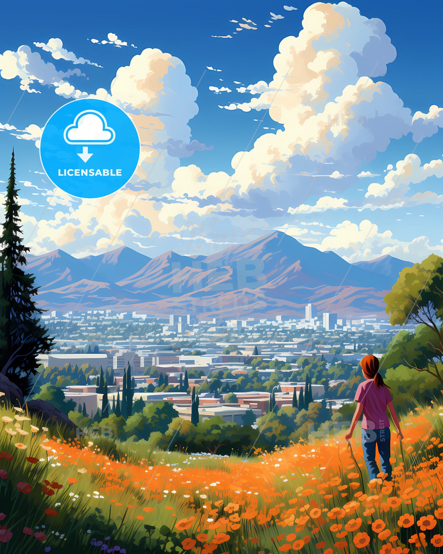 Roseville, California, a lively and colourful cityscape