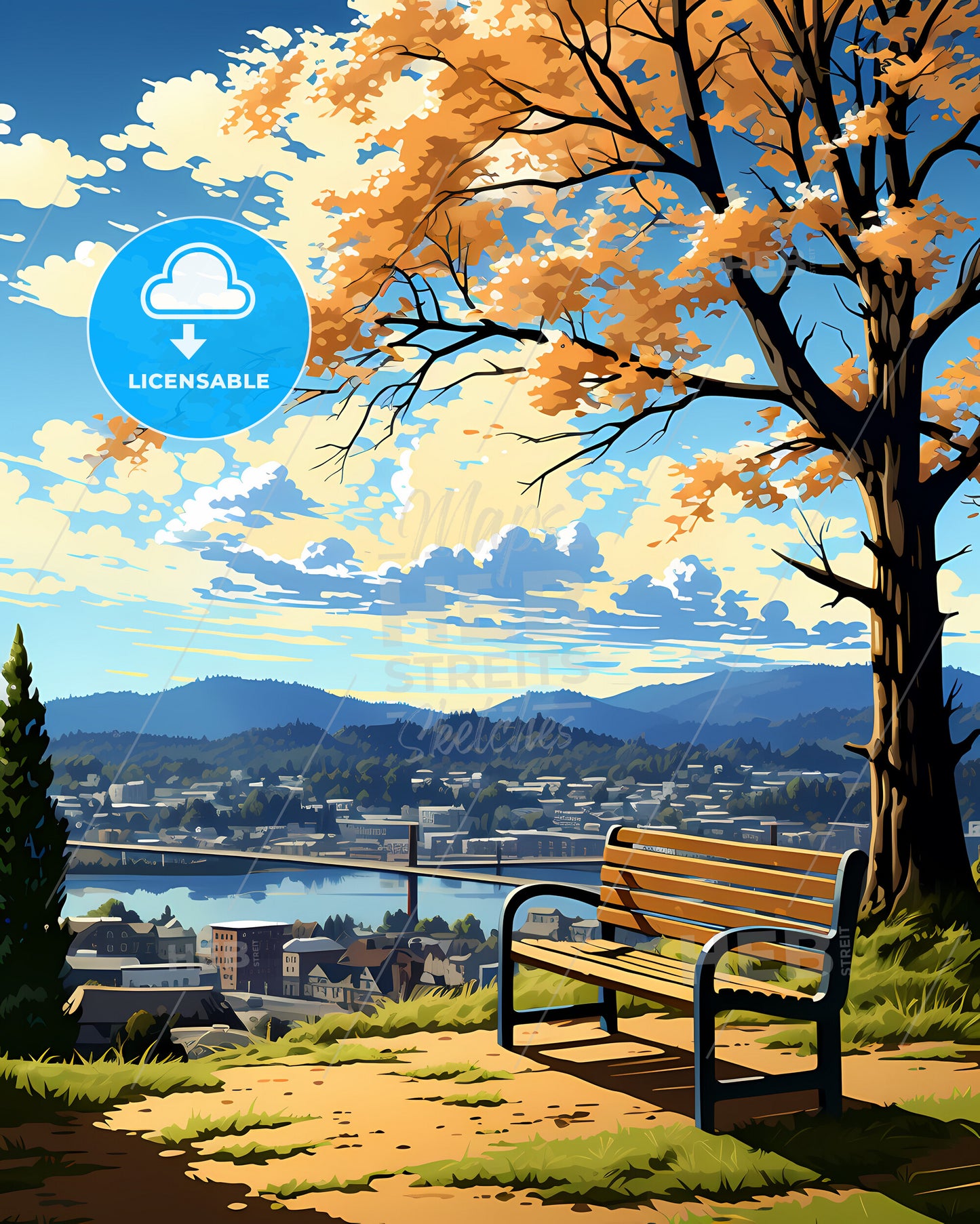 Fayetteville, Arkansas, a lively and colourful cityscape