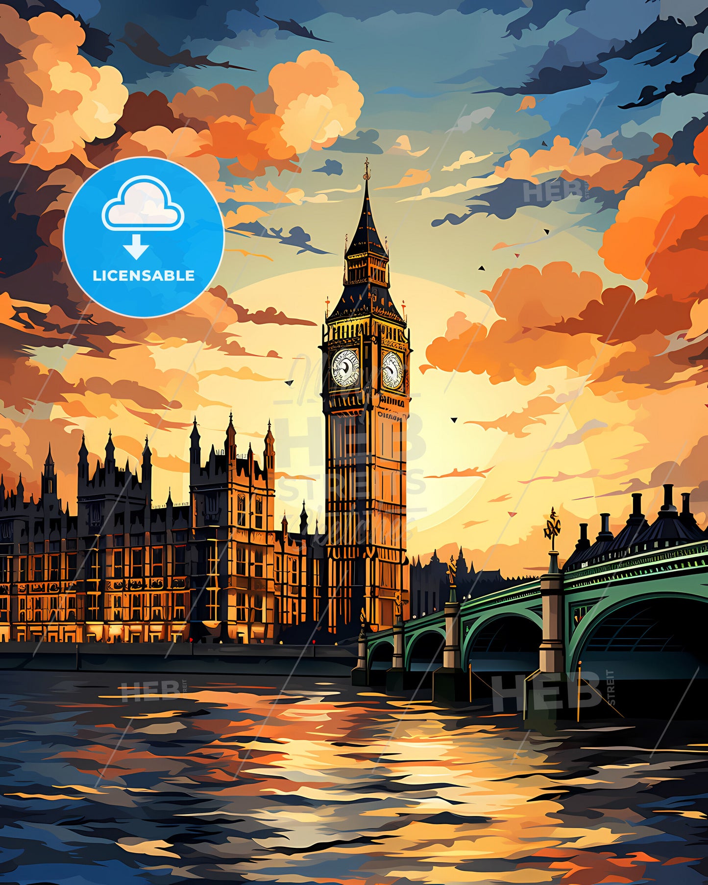 London, England, a clock tower in front of a river