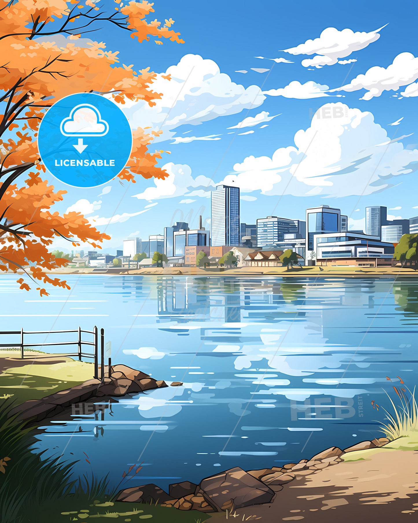 Everett, Washington, a water body with a city in the background