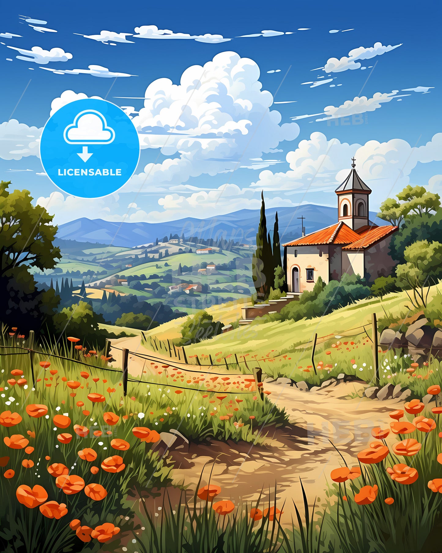 Guimaraes, Portugal, a landscape with a house and flowers