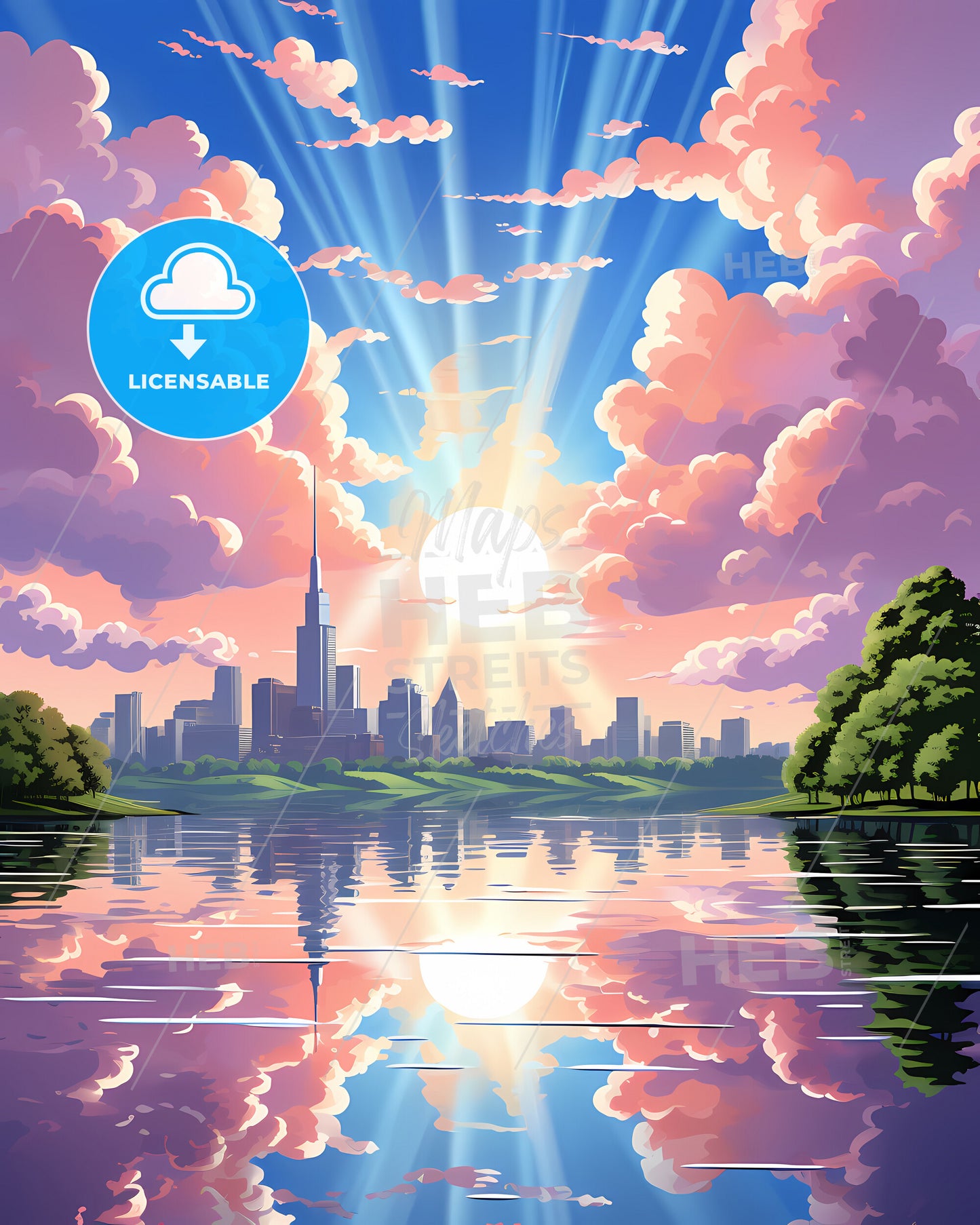 North Miami, Florida, a city with a pink sky and clouds