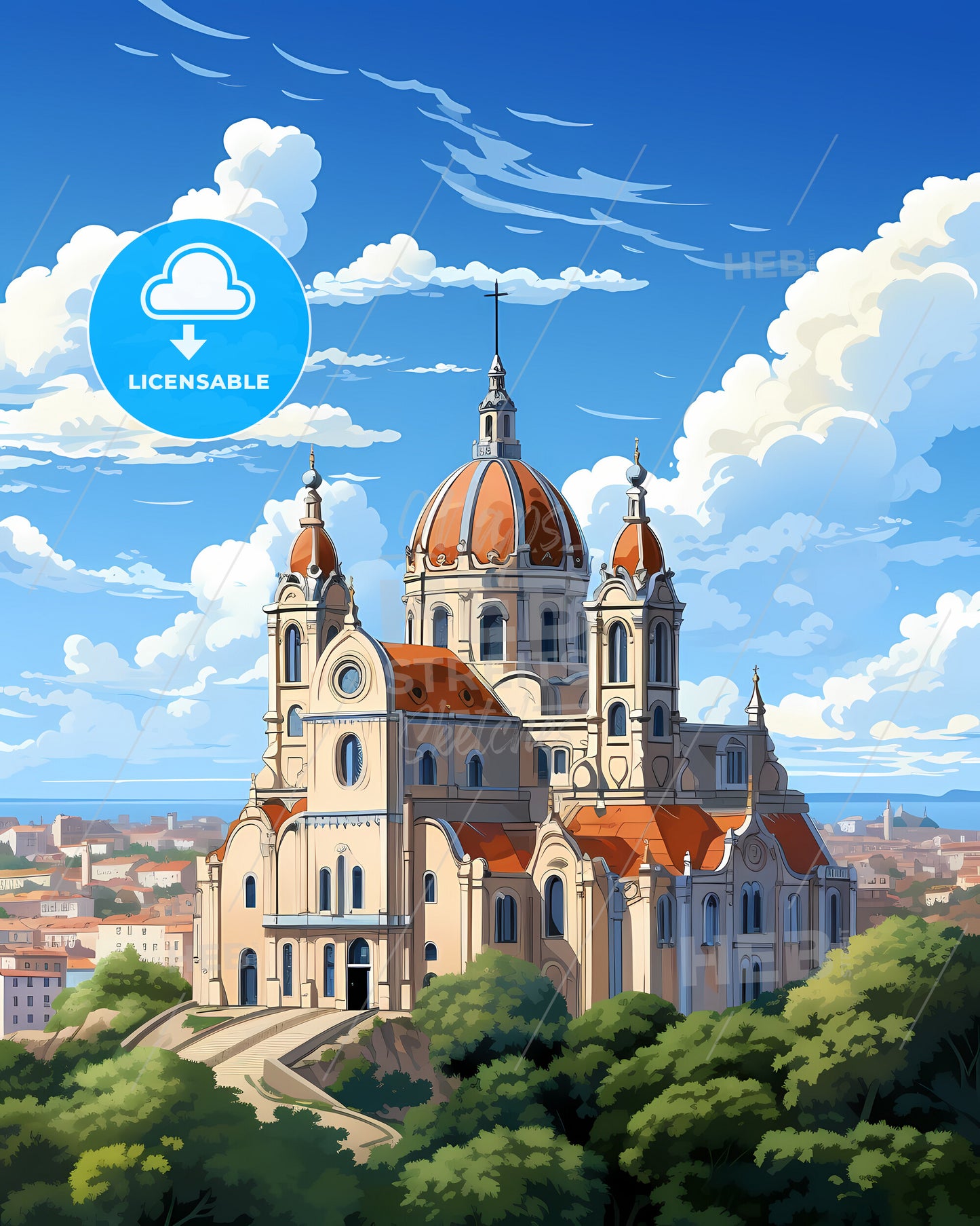 Lisbon, Portugal, a building with a dome and a cross on top of it