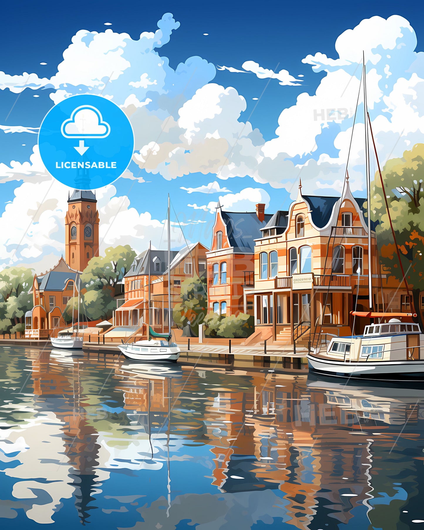 Vlaardingen, Netherlands, a water body of water with boats and buildings