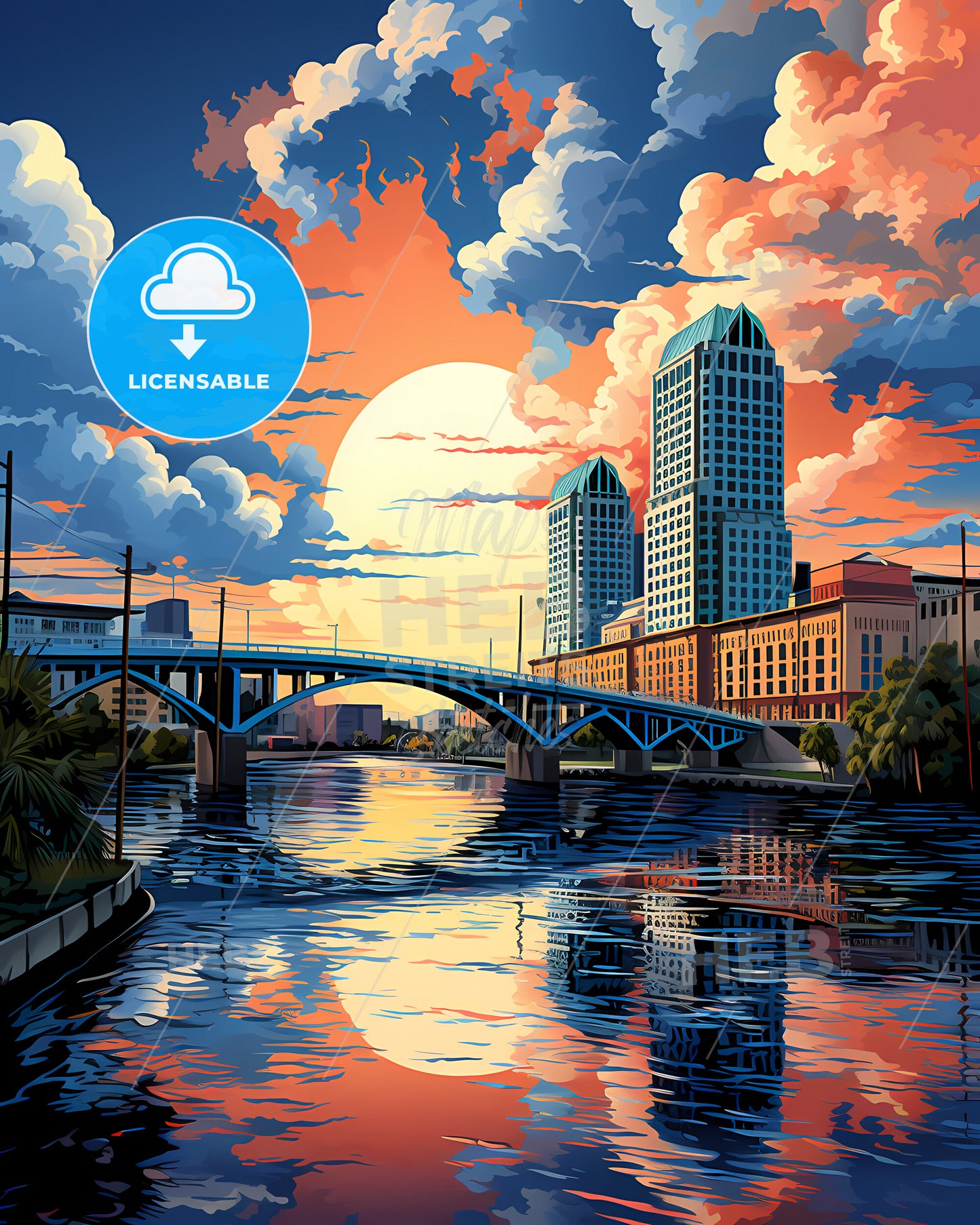 Kissimmee, Florida, a bridge over a river with a bridge over it