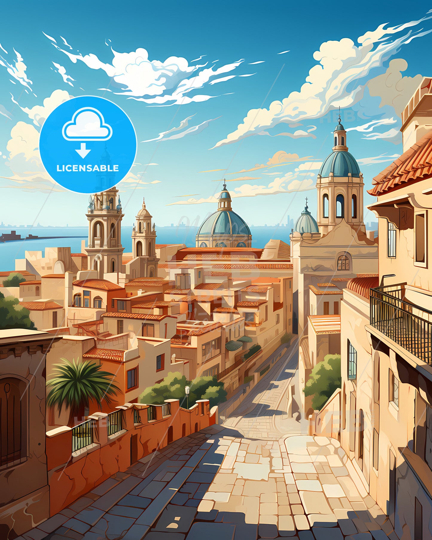 Murcia, Spain, a street with buildings and a body of water