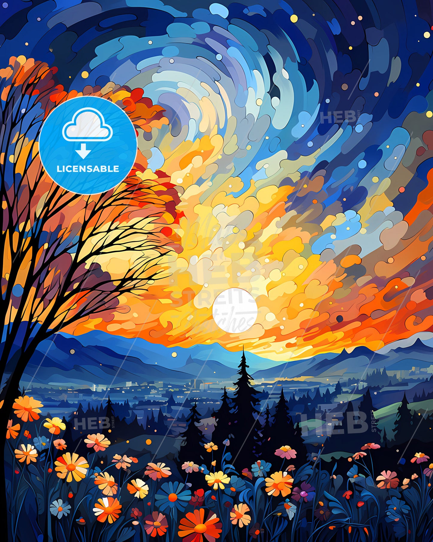 Redwood City, California, a colorful landscape with trees and flowers