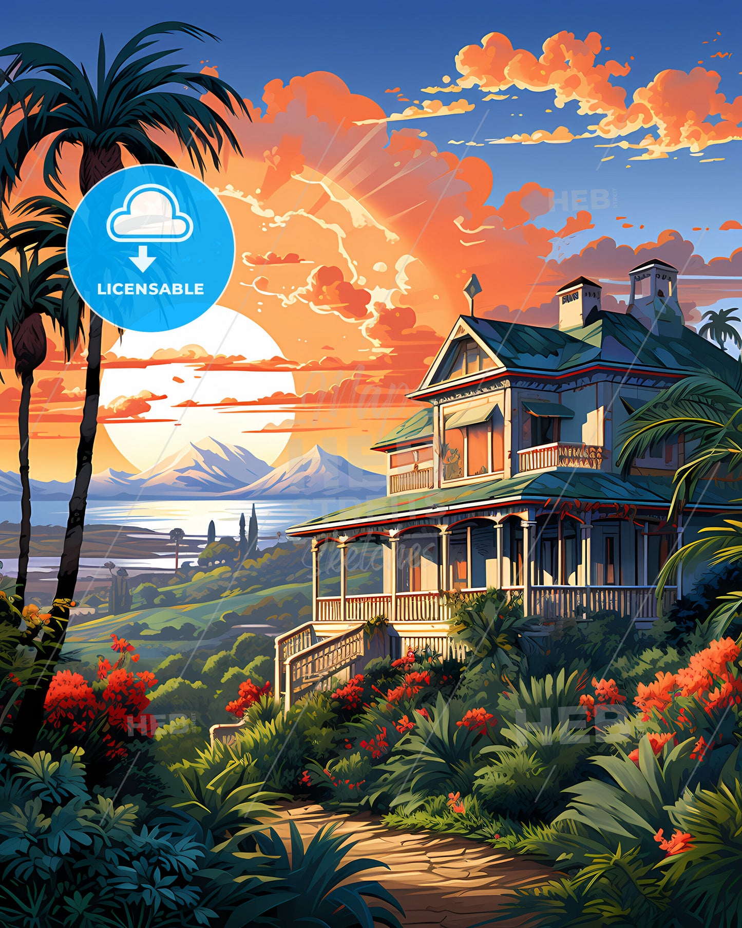 Santa Barbara, California, a house with a large porch and a large body of water