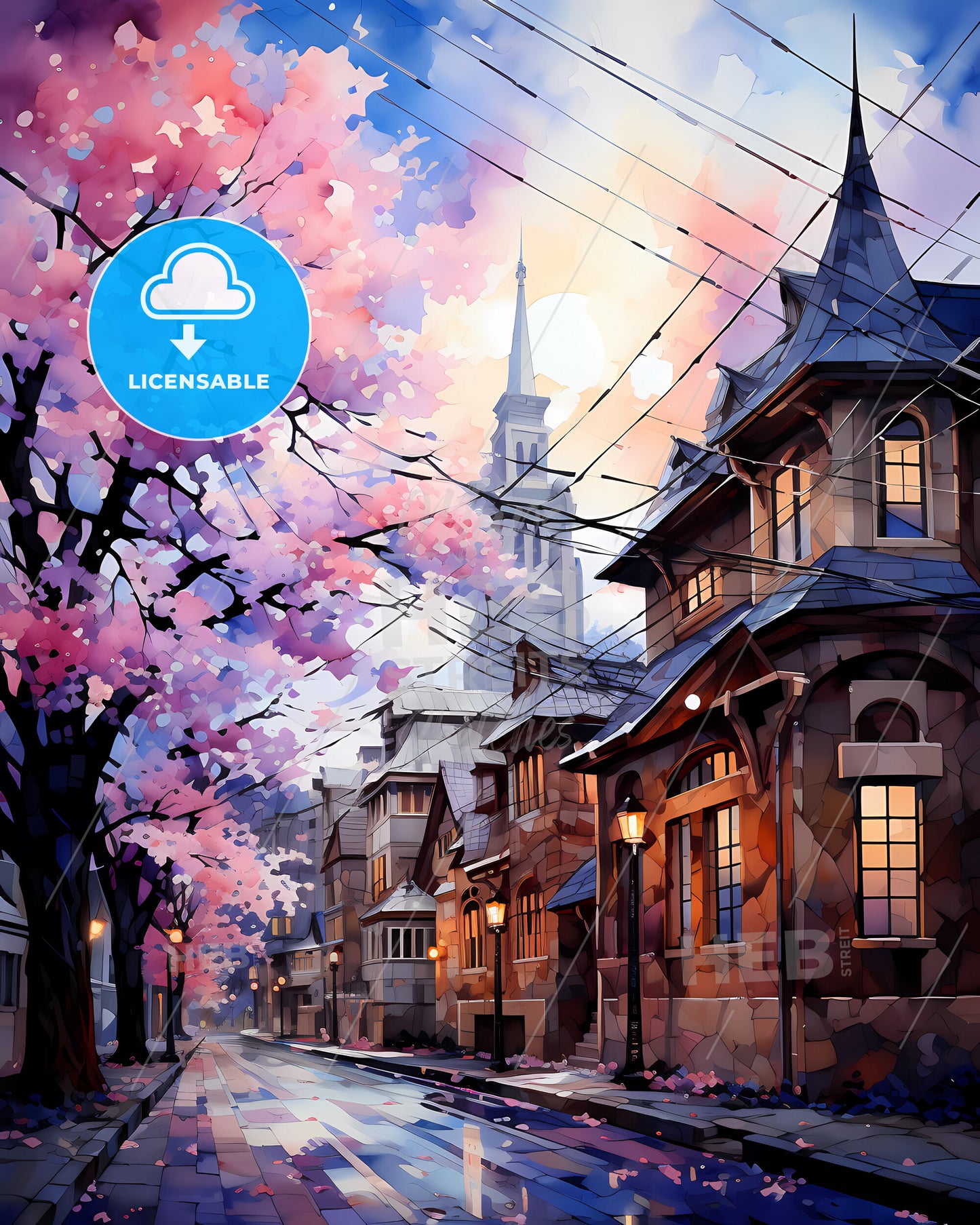 Carmel, Indiana, a street with trees and buildings