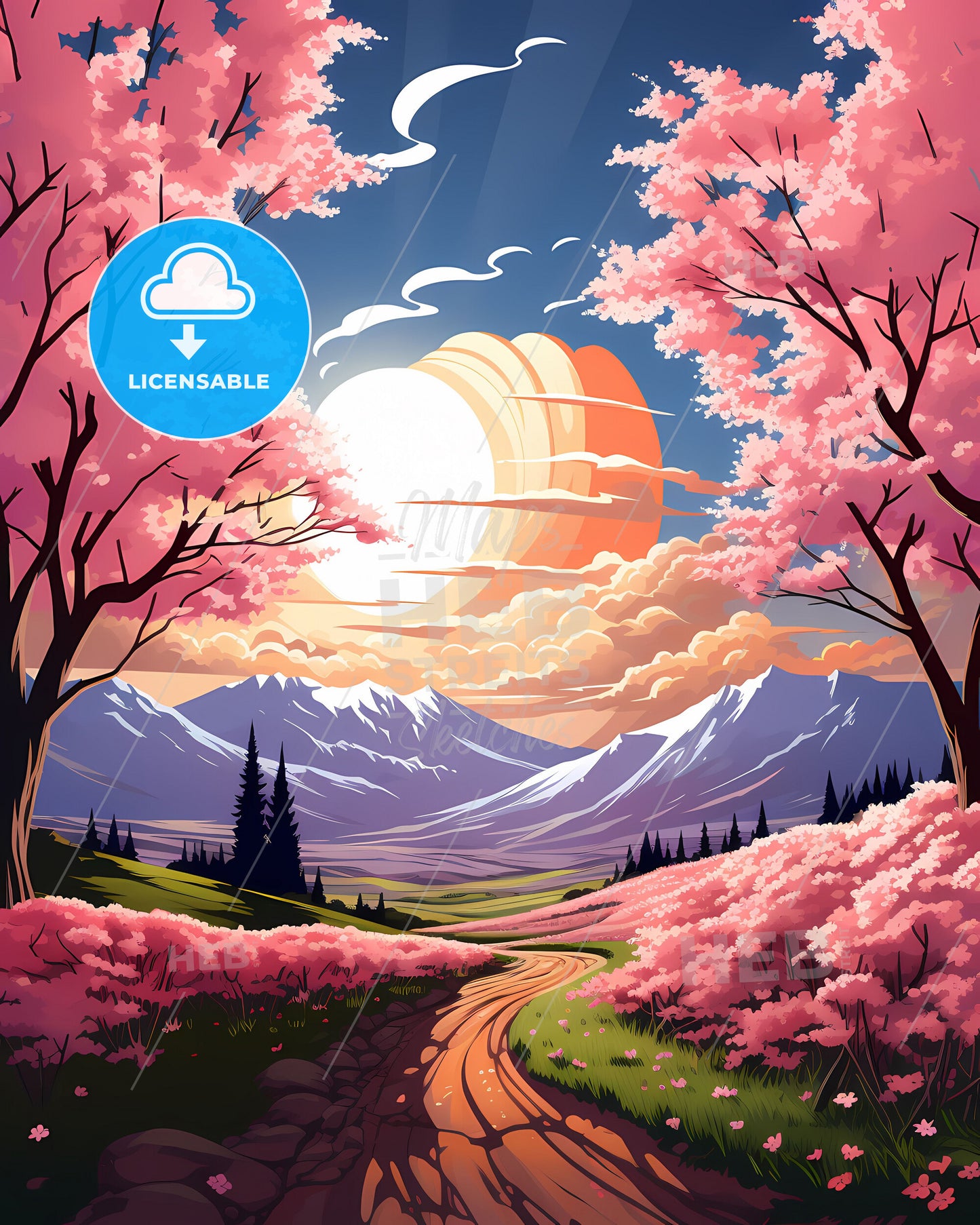 Taylorsville, Utah, a landscape with pink trees and mountains