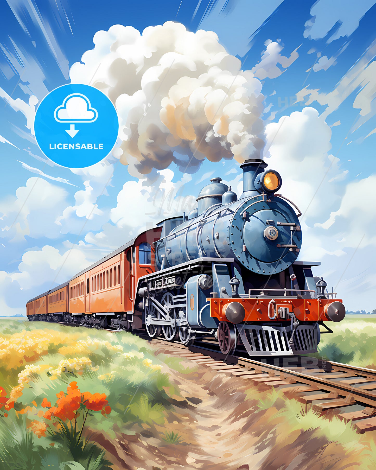 Hollands Kroon, Netherlands, a train on the tracks