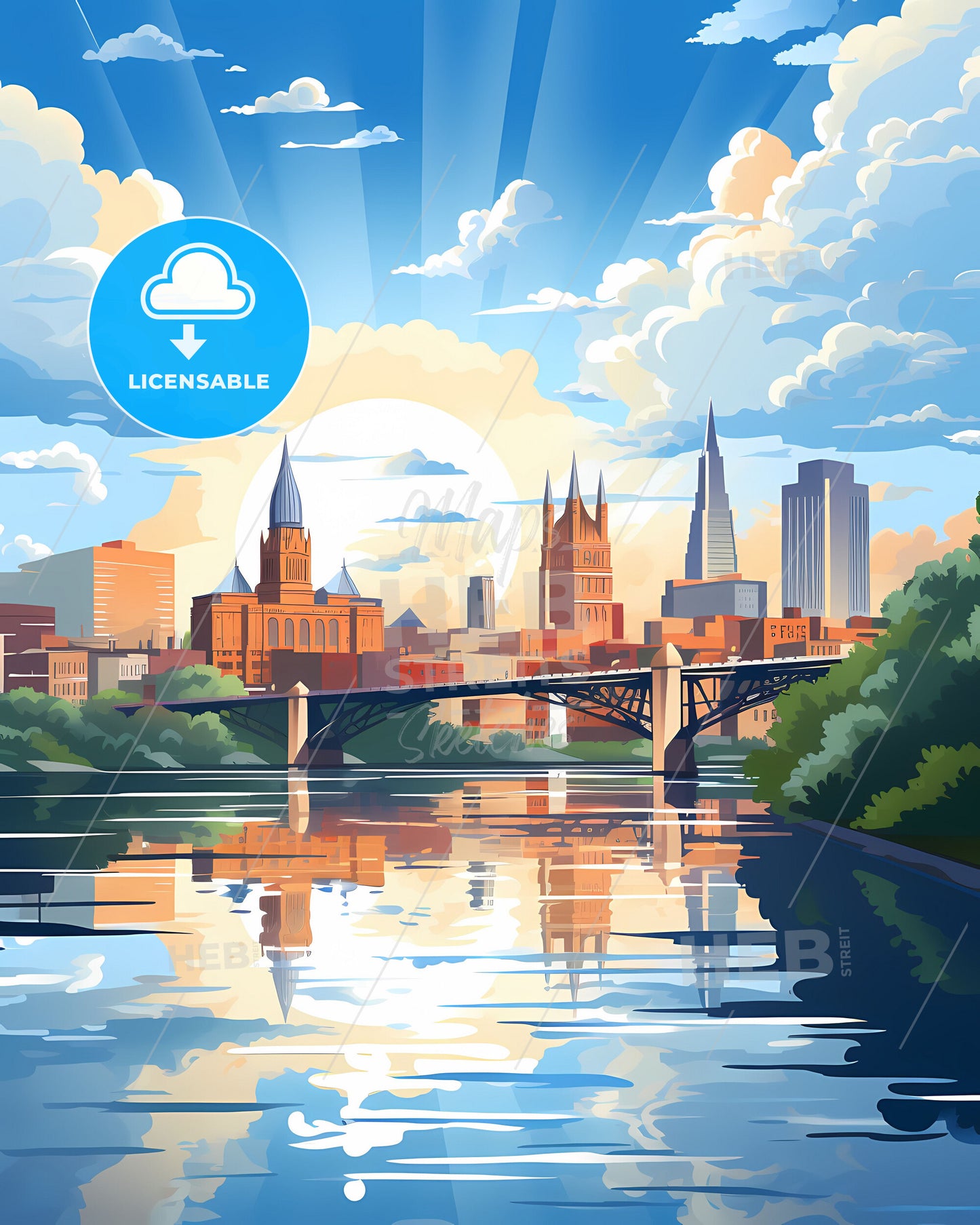 Utica, New York, a city with a bridge over water