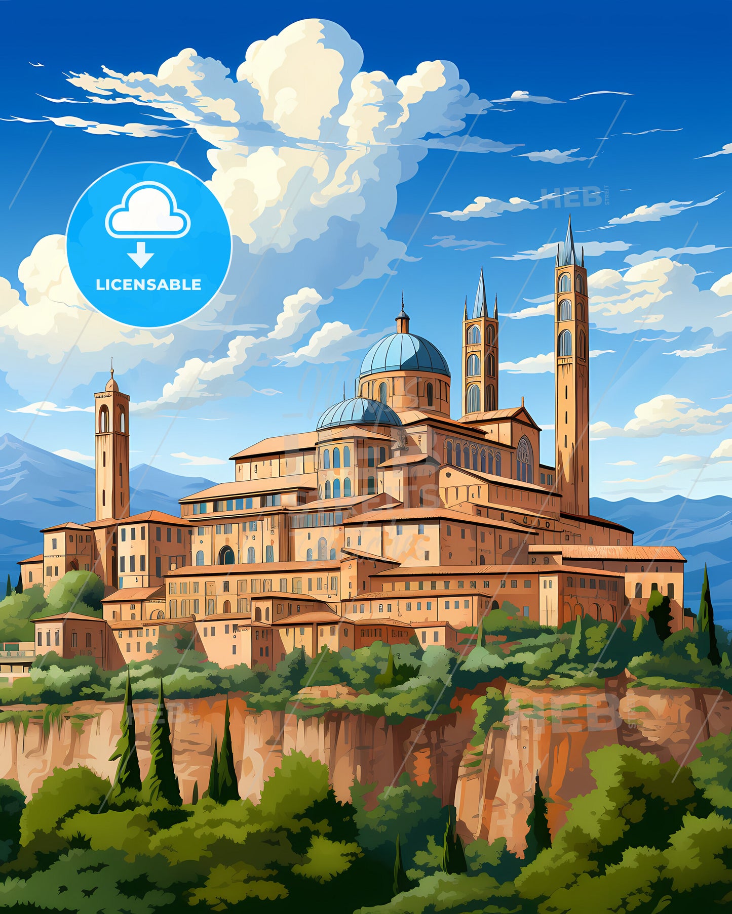 Perugia, Italy, a building on a cliff