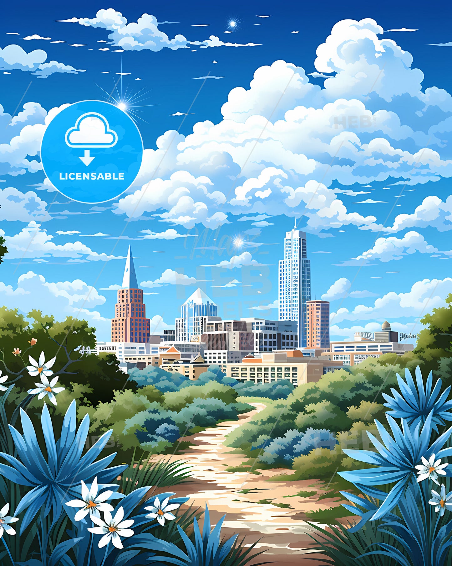 San Marcos, Texas, a city landscape with trees and flowers