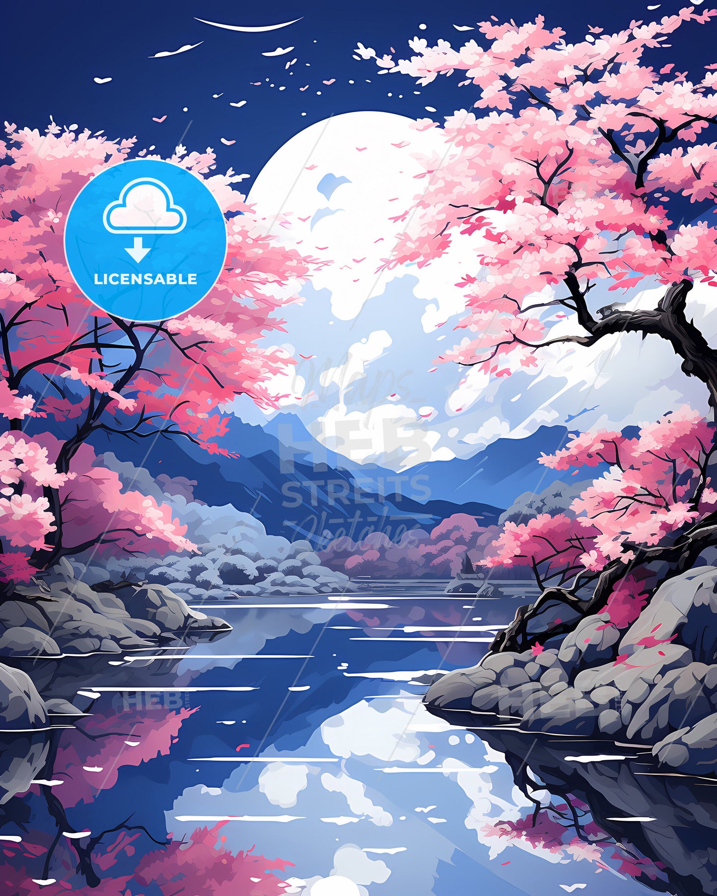 Coral Springs, Florida, a river with pink trees and mountains