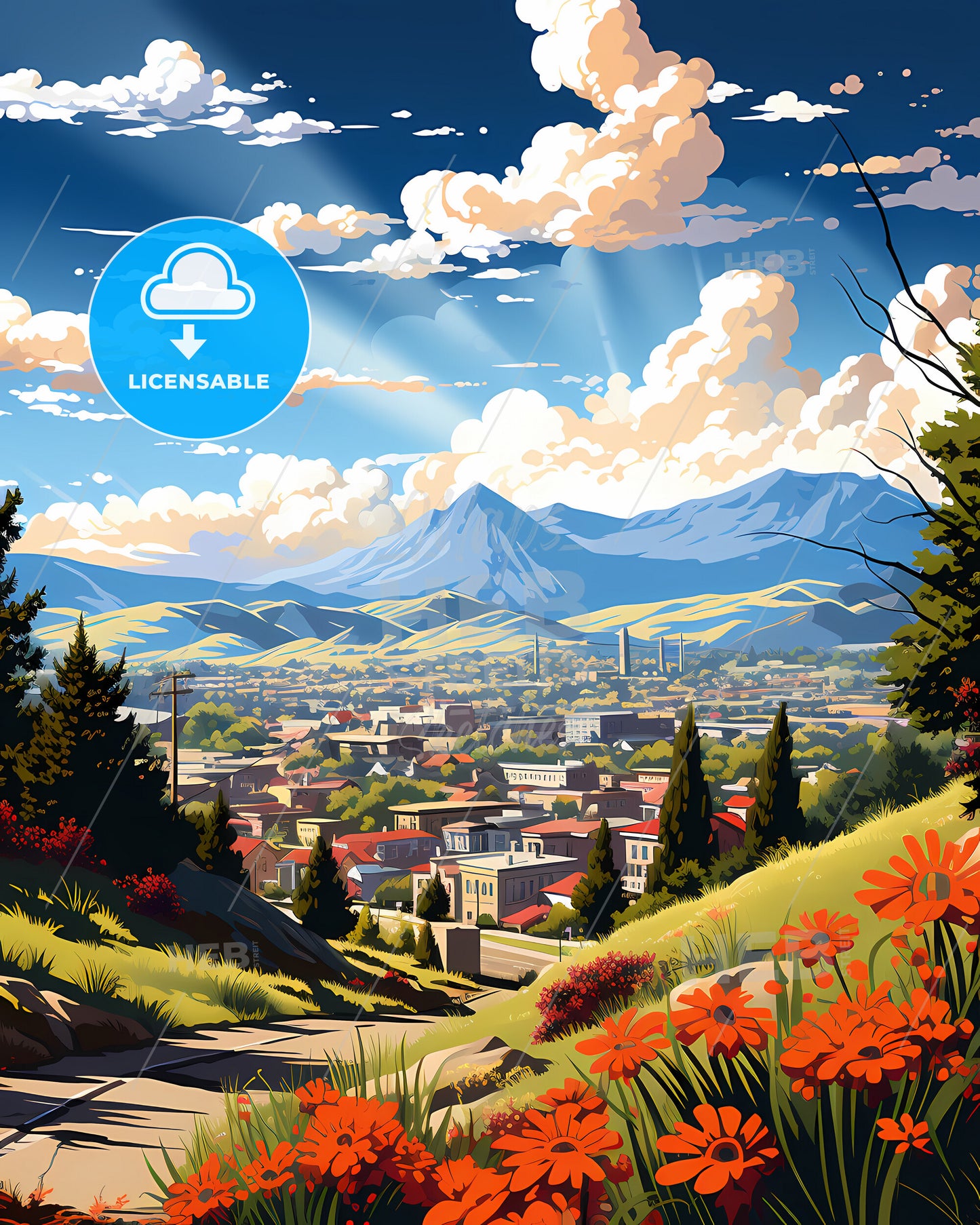 Sparks, Nevada, a landscape with a city and mountains