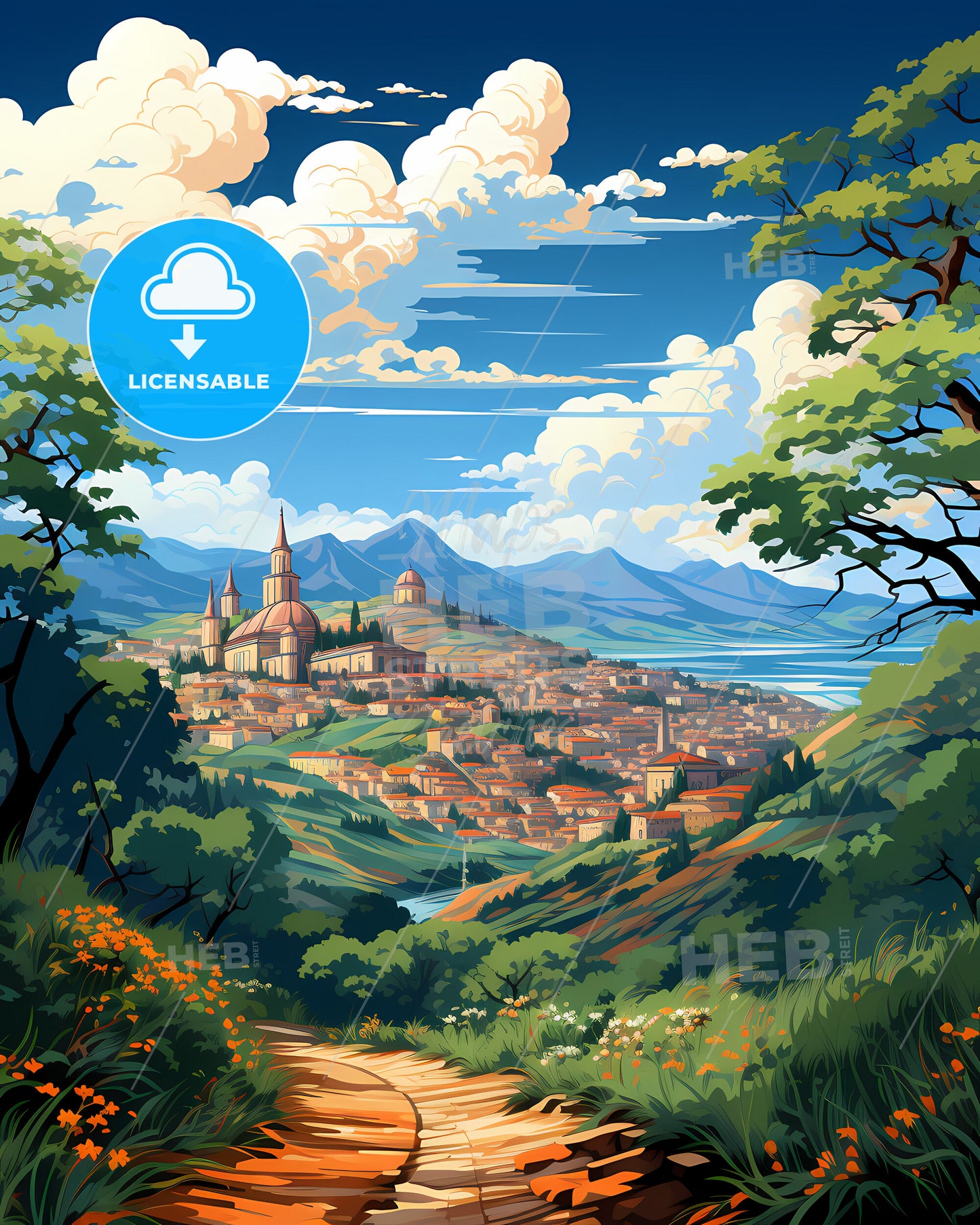 Ancona, Italy, a landscape with a city and mountains