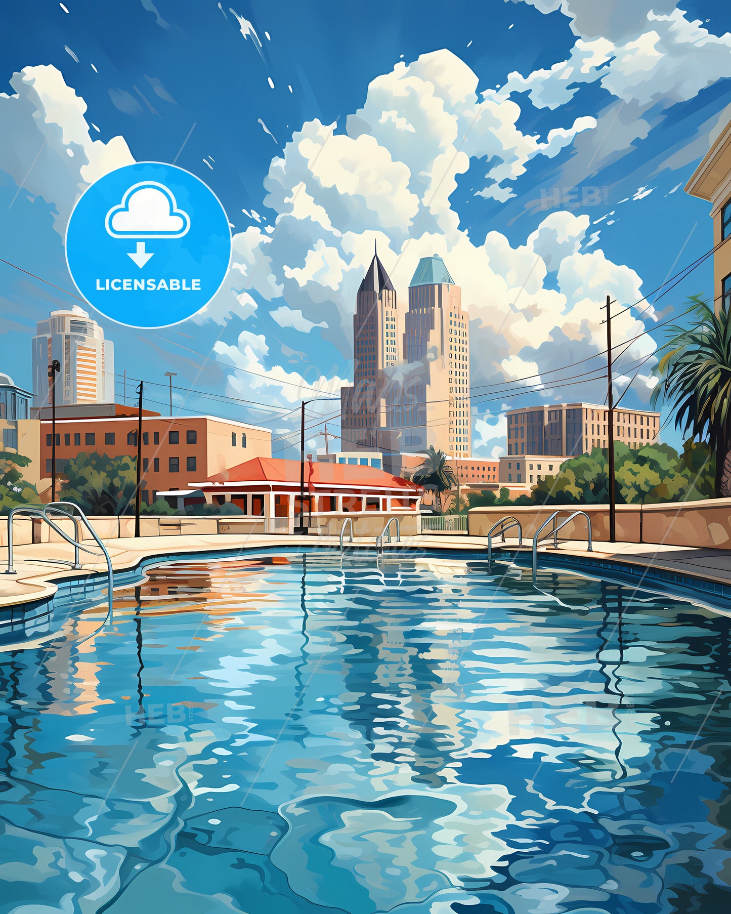 Bossier City, Louisiana, a pool with a building in the background