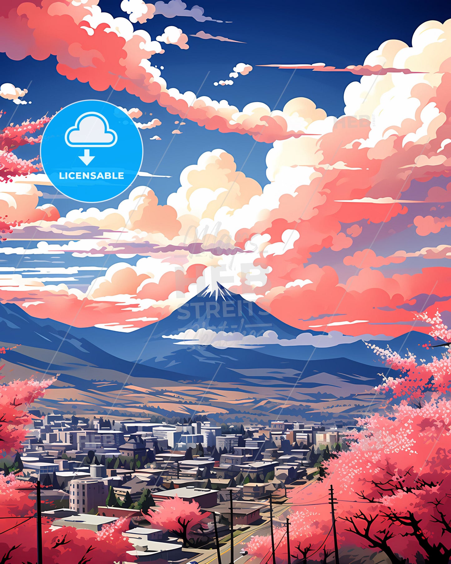 Yakima, Washington, a landscape of a city with a mountain in the background