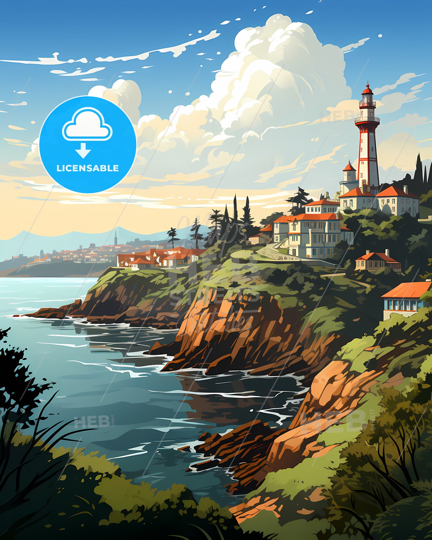 Plymouth, South West England, a town on a cliff by the water