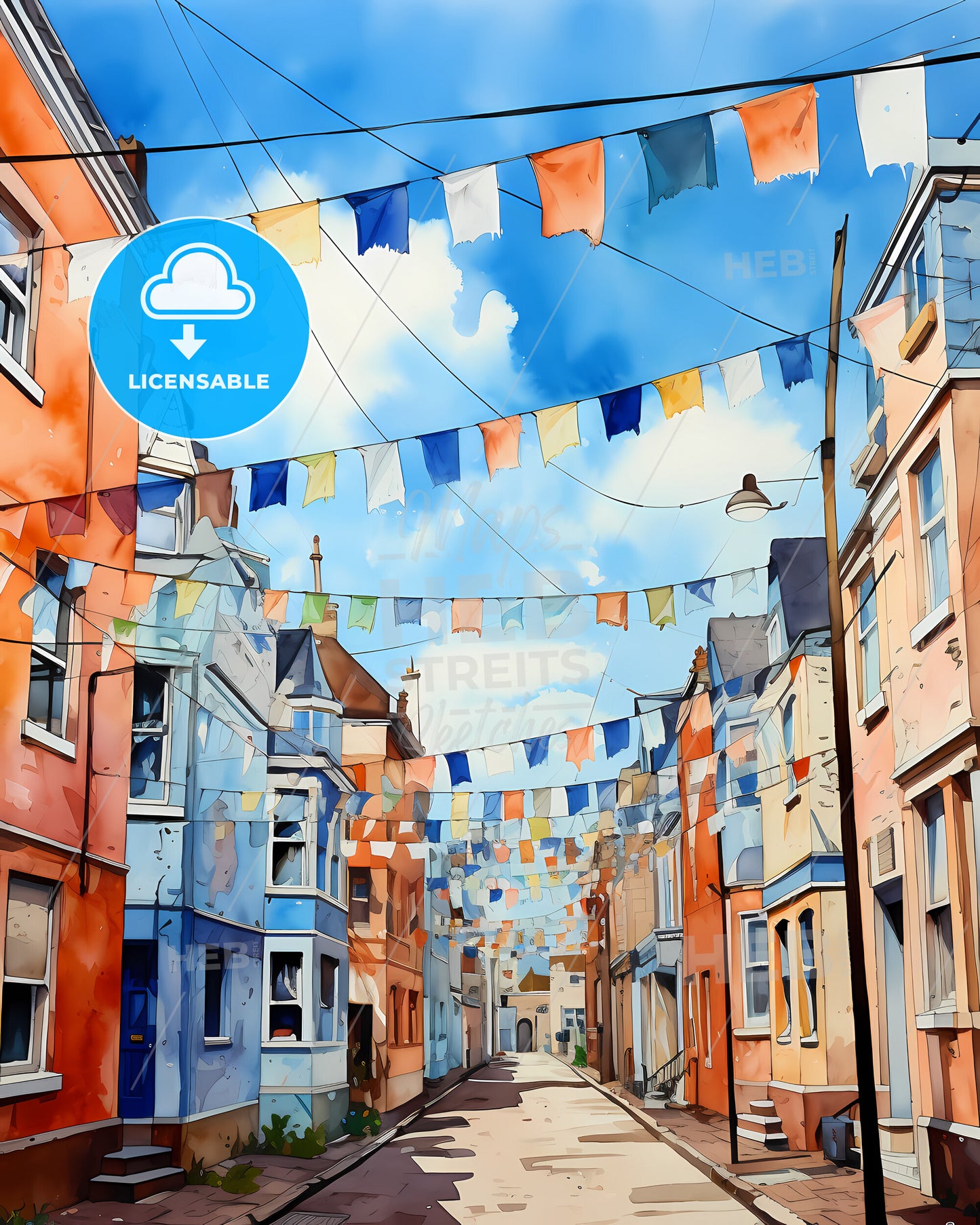 Middelburg, Netherlands, a street with colorful flags