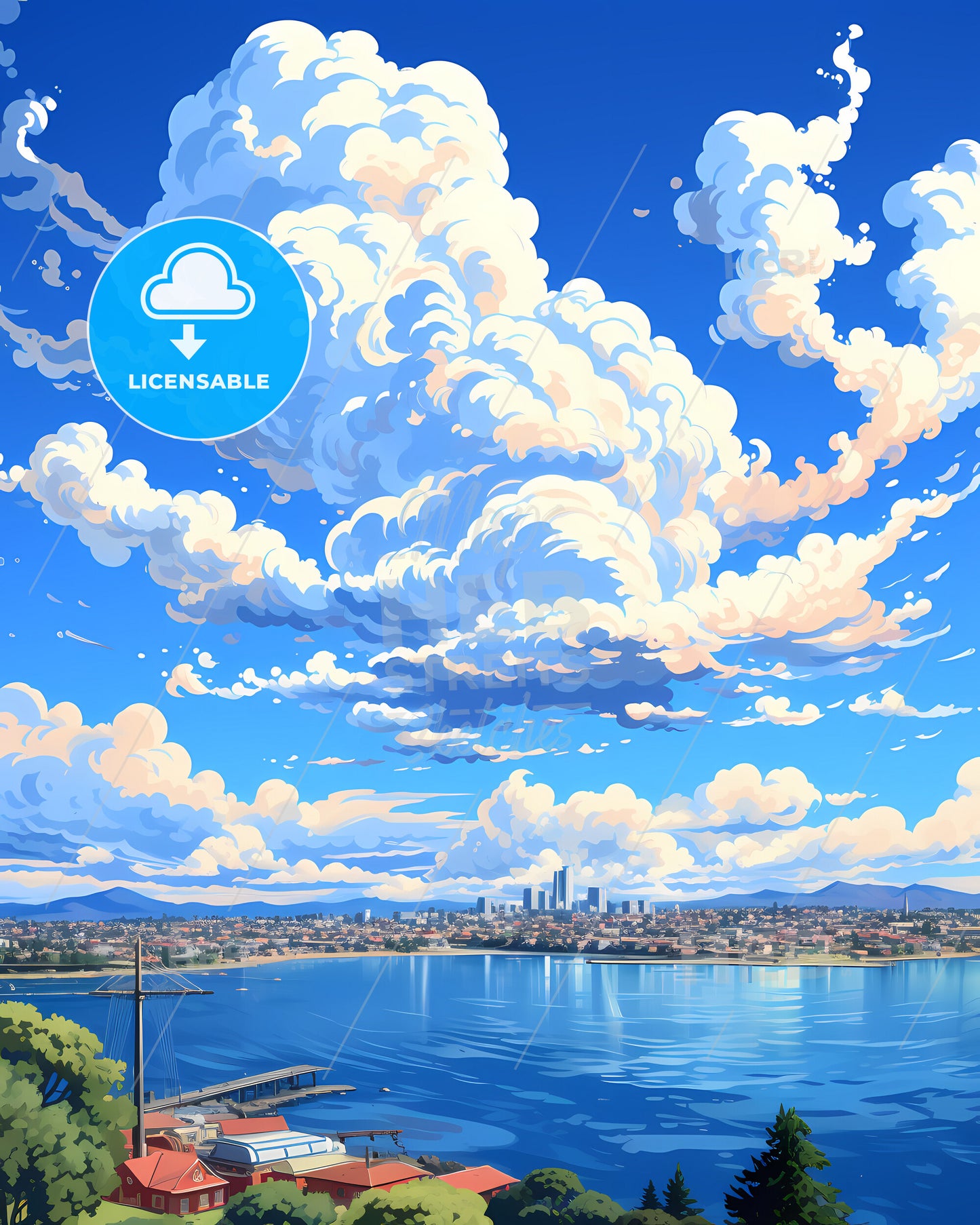 Poole, South West England, a large white clouds over a body of water