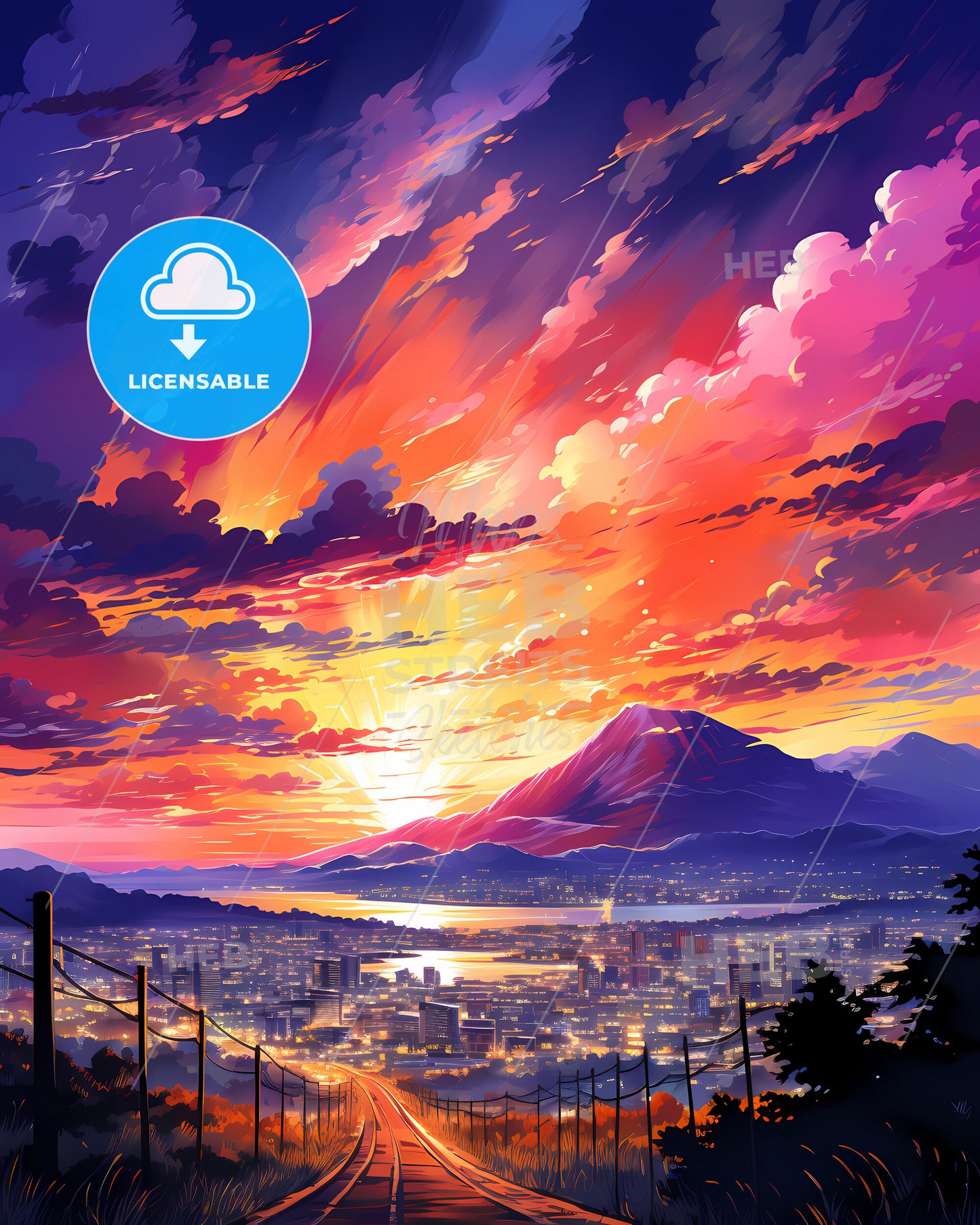 Izmir, Turkey, a sunset over a city