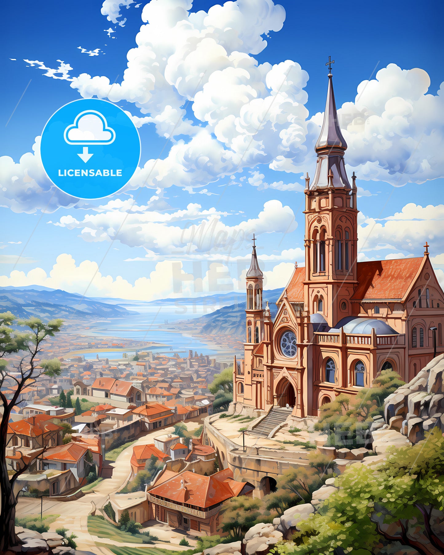 Johnson City, Tennessee, a building on a hill with a city in the background