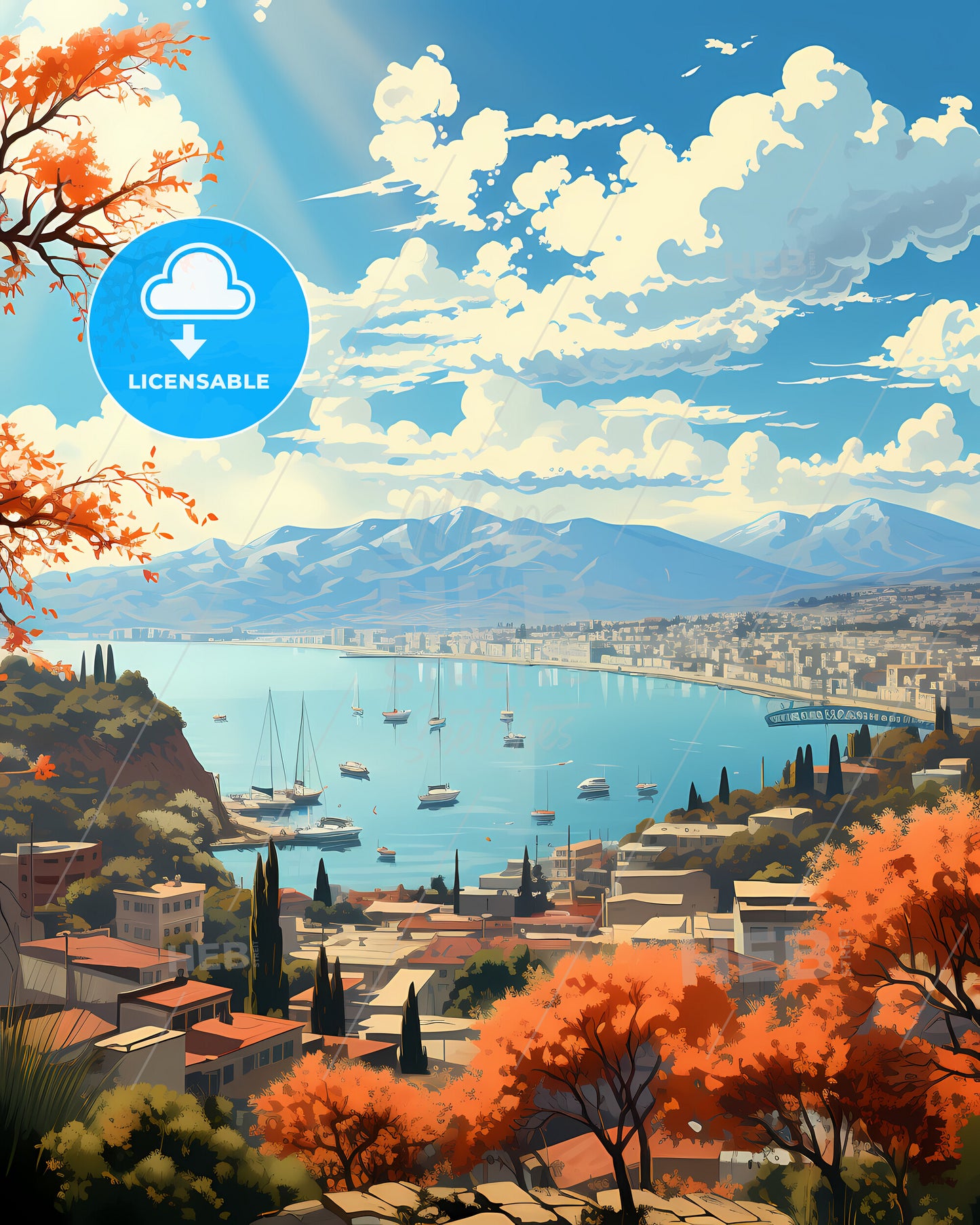 Izmir, Turkey, a city with boats on the water