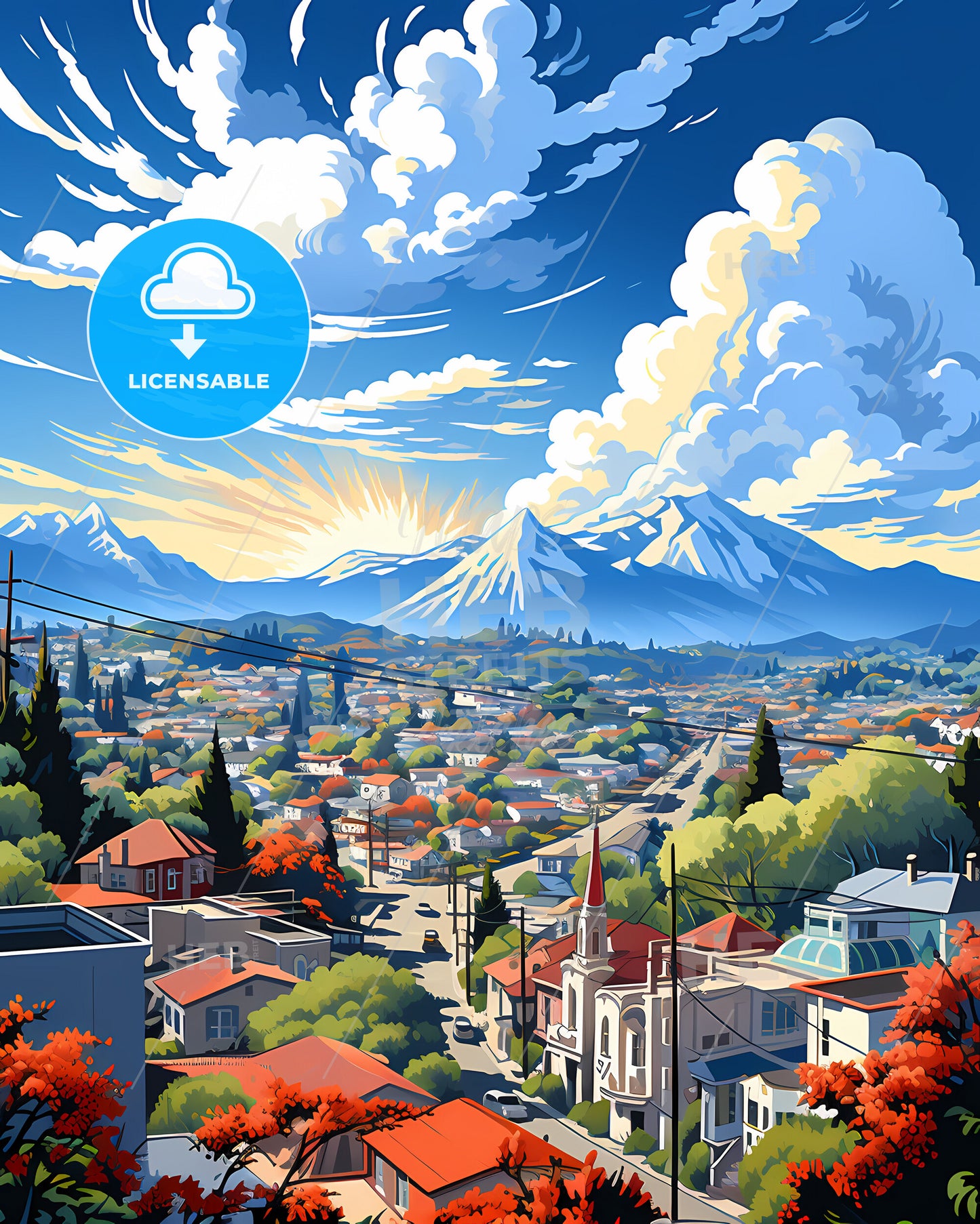 Santa Rosa, California, a city with mountains in the background