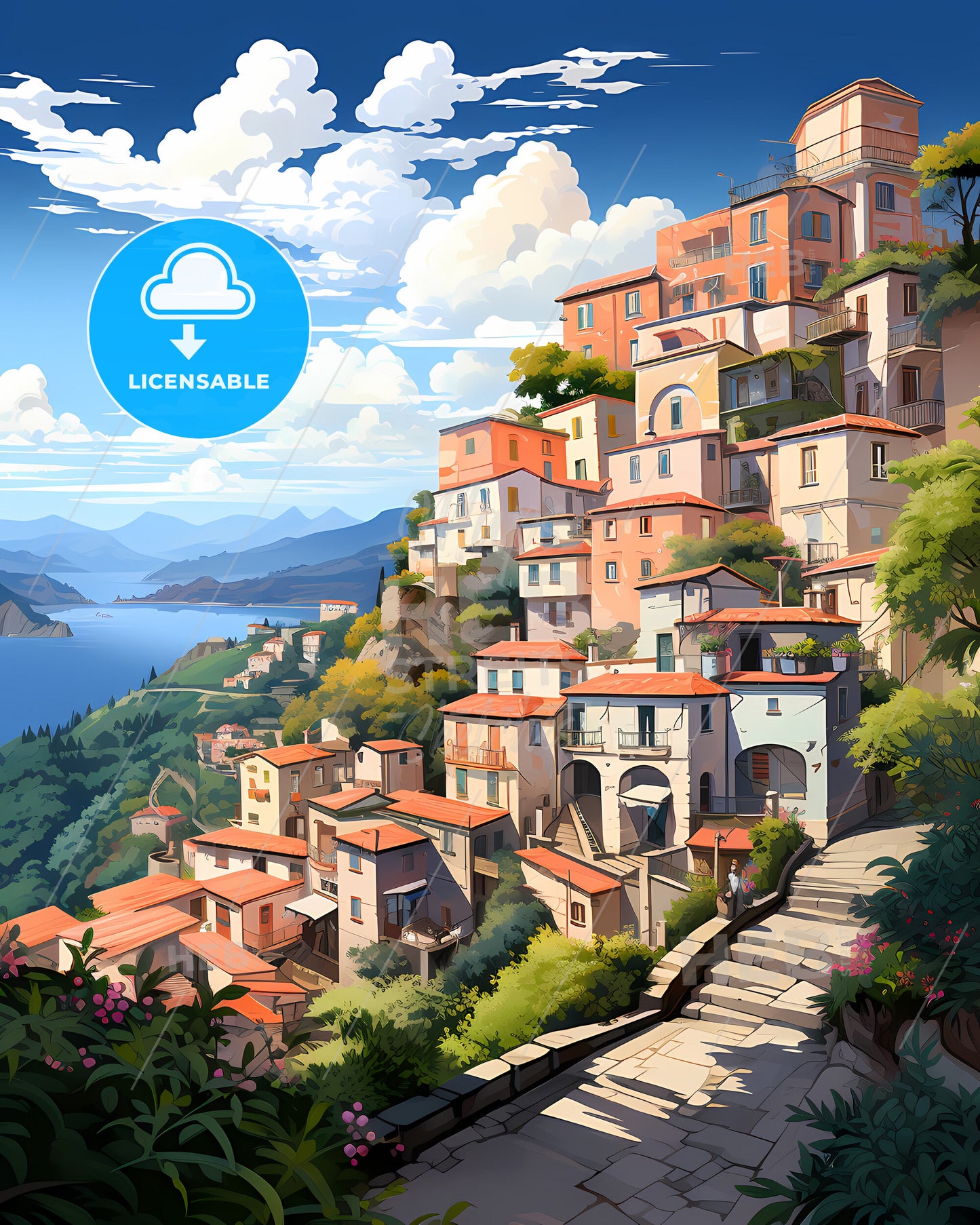 Giugliano In Campania, Italy, a city on a hill