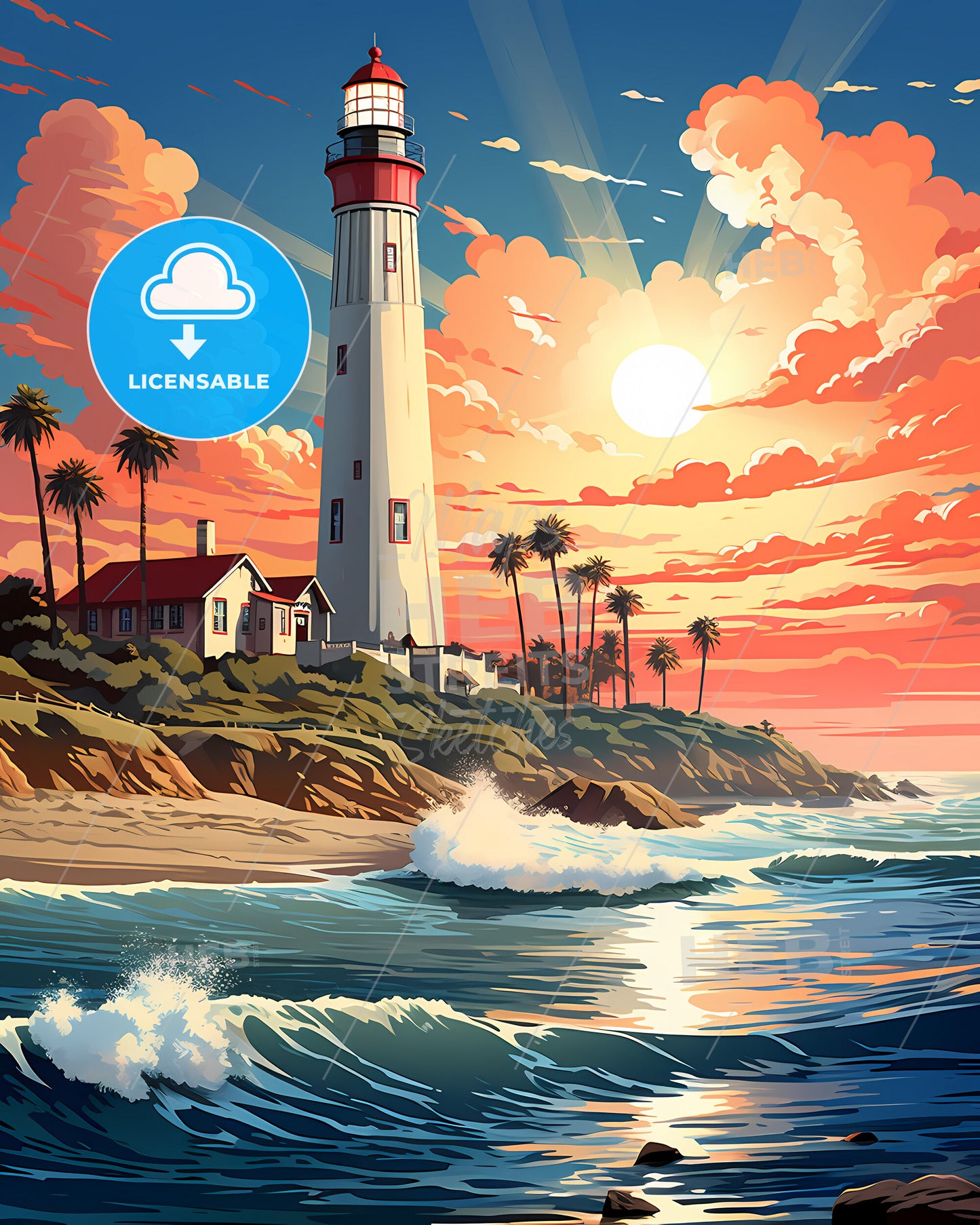 Garden Grove, California, a lighthouse on a beach