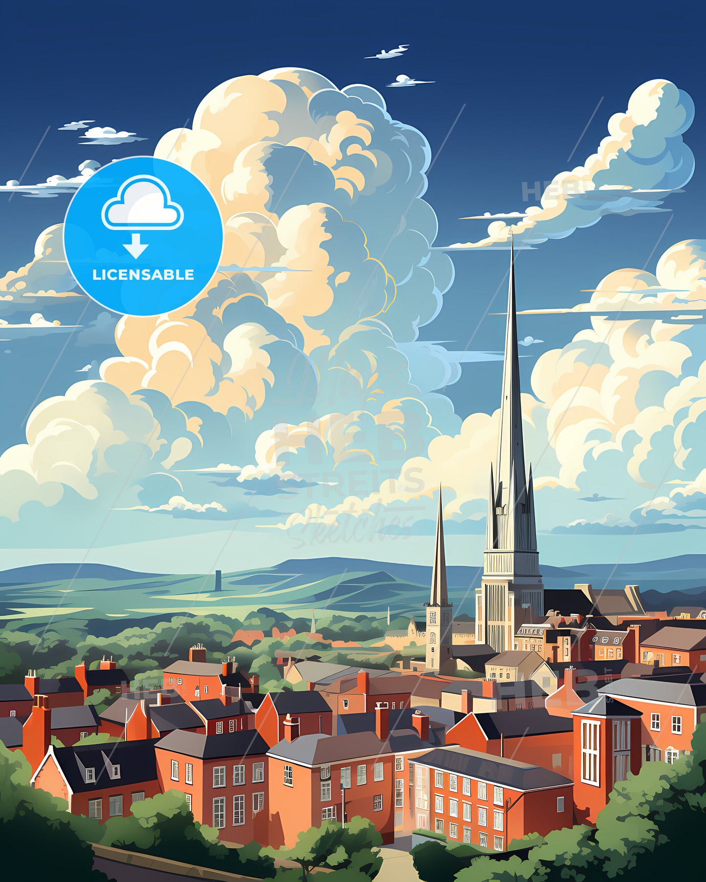 Dublin, County Dublin, a city with a tall tower and buildings